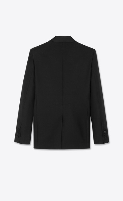 SAINT LAURENT double-breasted square-cut long tuxedo jacket in wool twill outlook