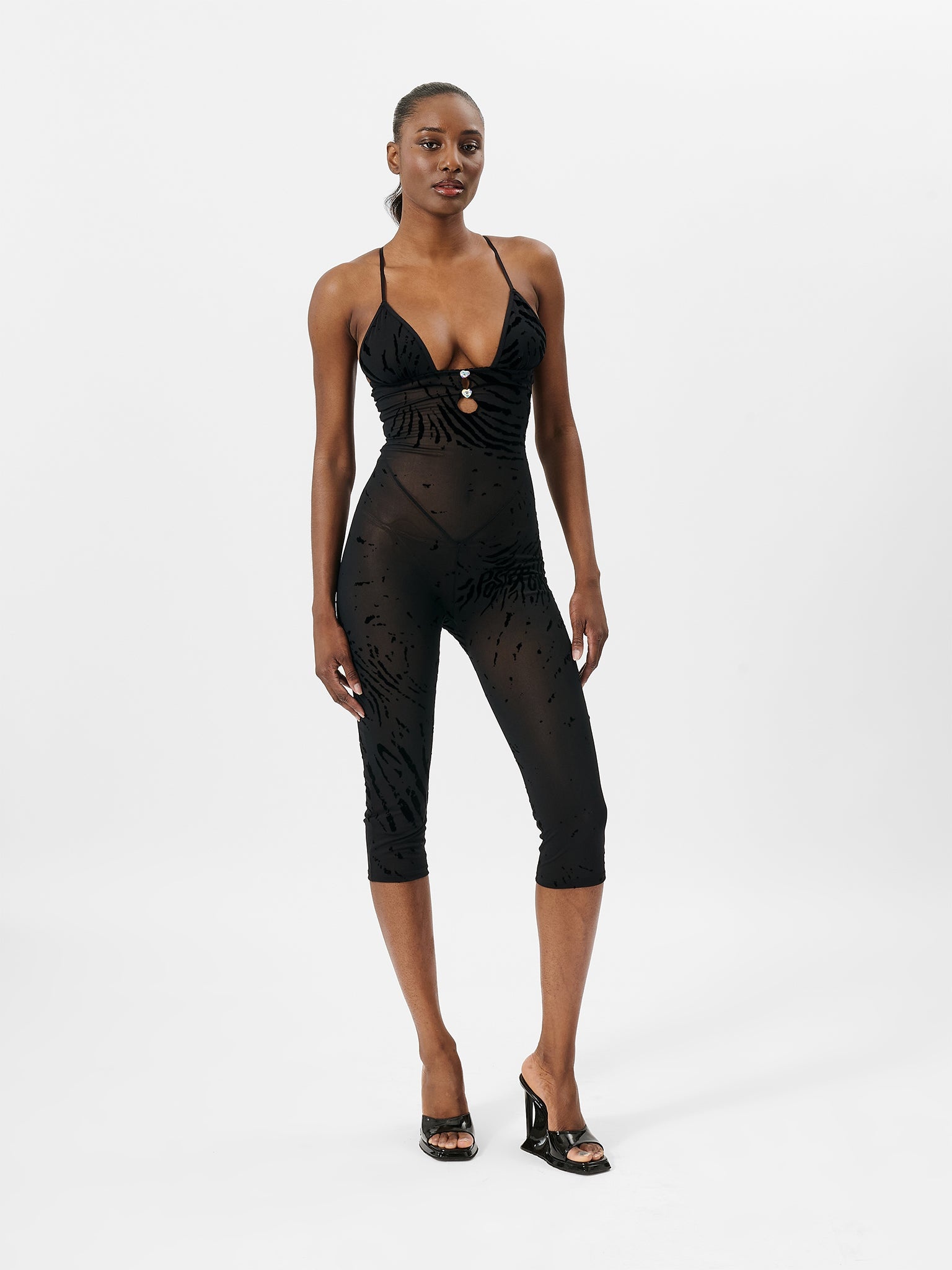 SCARLETT PEDAL PUSHER JUMPSUIT BLACK ZEBRA PRINT - 7