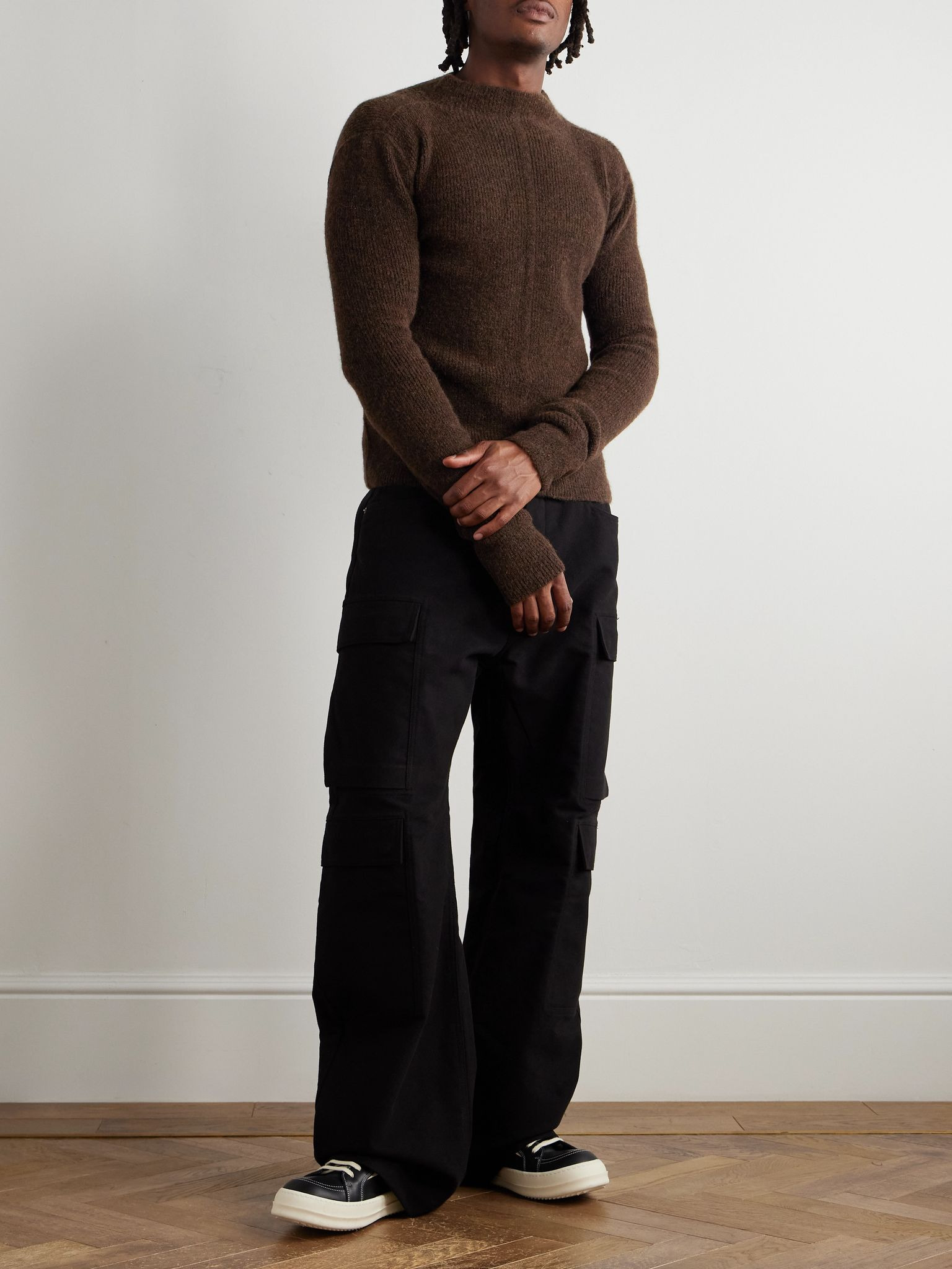 Slim-Fit Ribbed-Knit Sweater Brown - 2