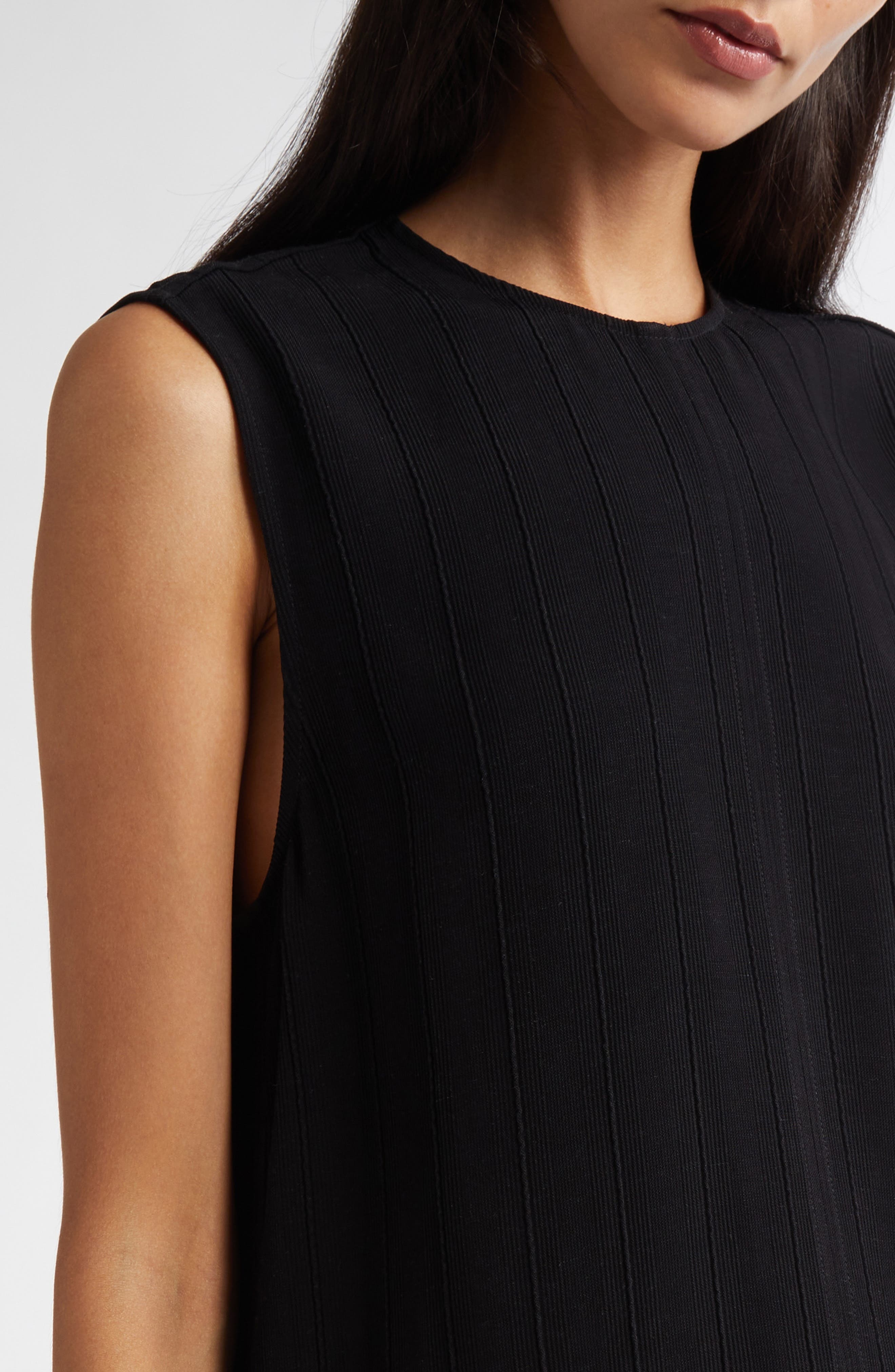 TOTEME Textured Stripe Sleeveless Top in Black at Nordstrom - 5
