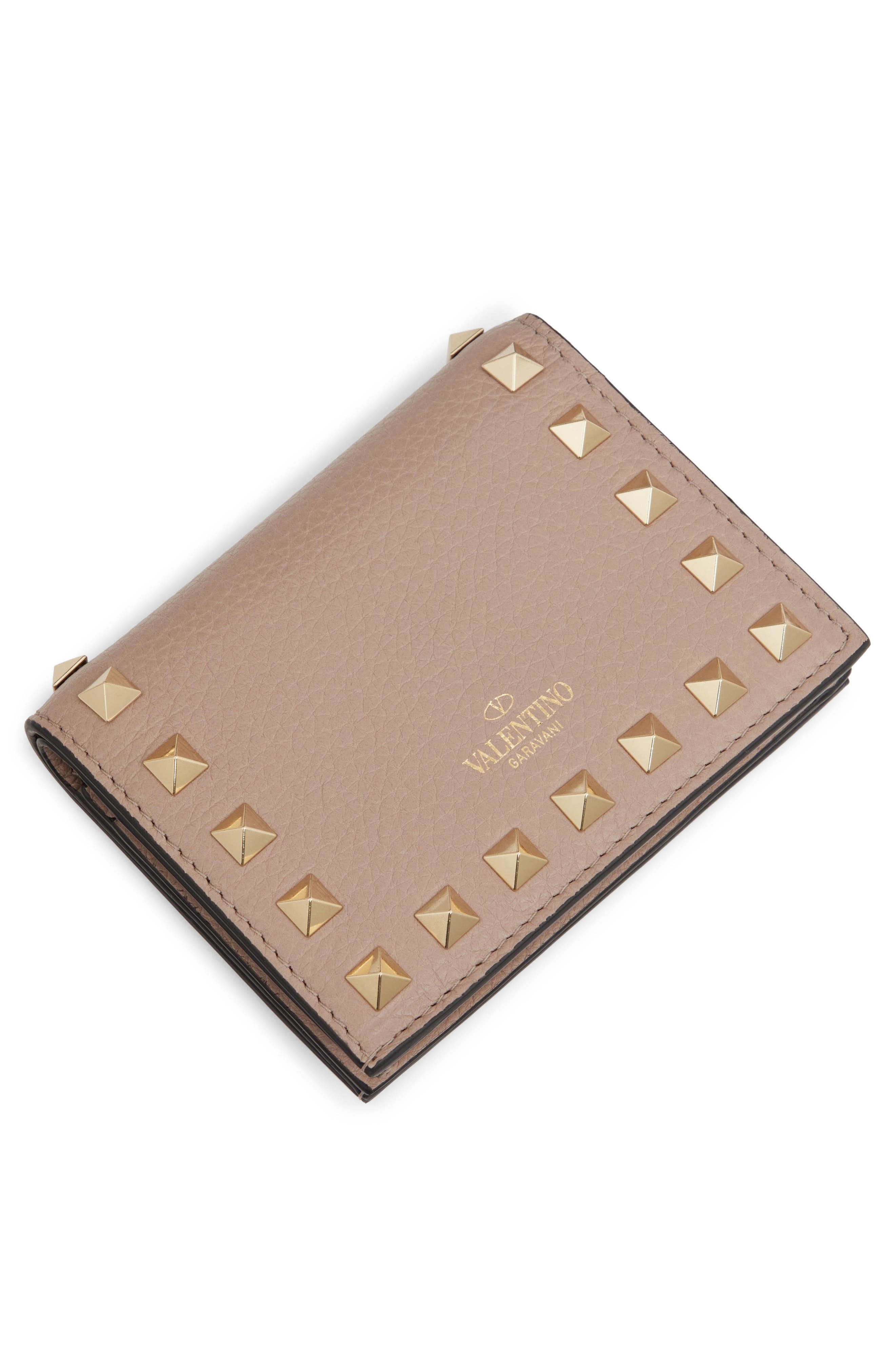 Valentino Garavani Rockstud Leather Bifold French Wallet in Poudre at Nordstrom - 3