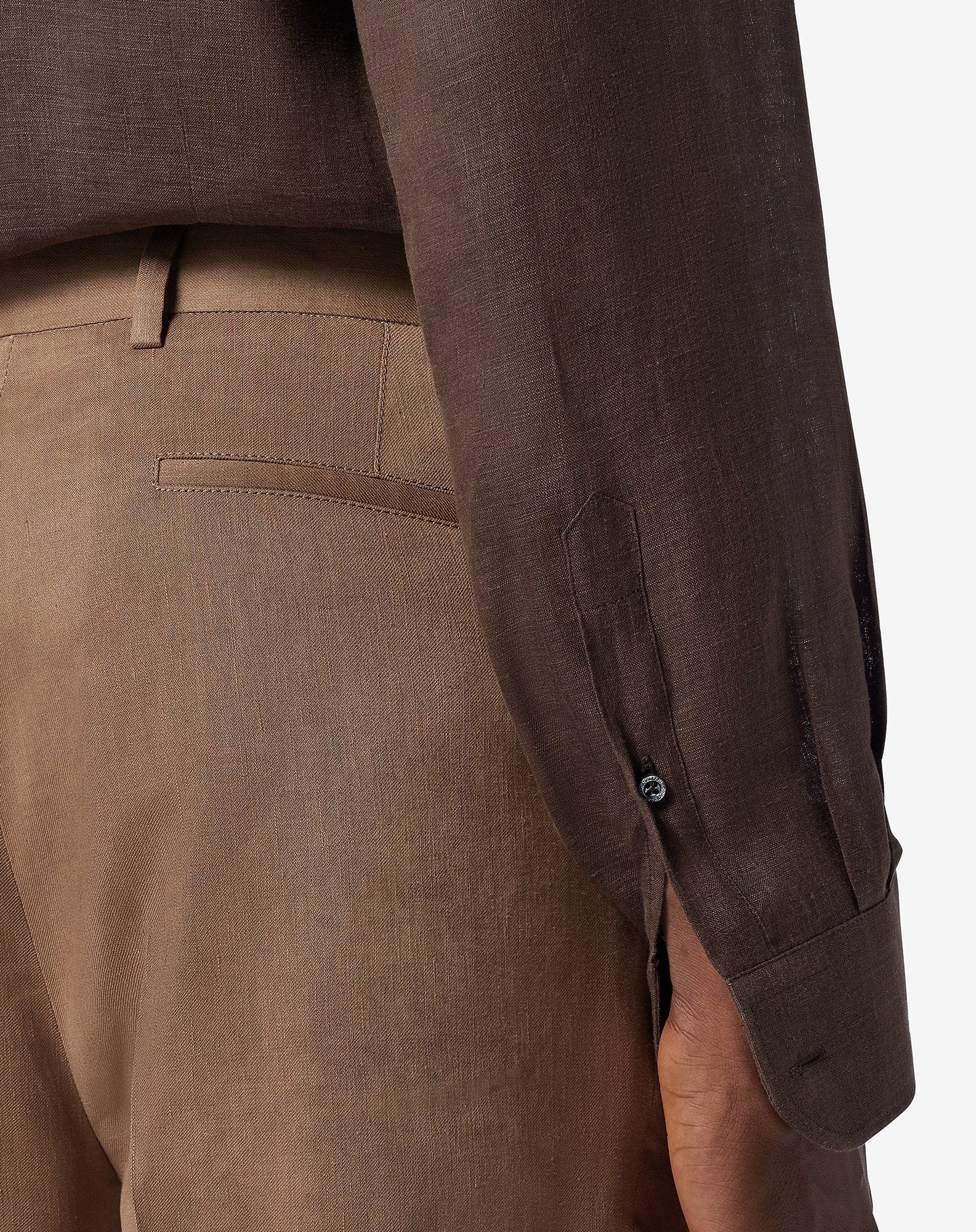 Beige linen, wool and mohair chinos - 5