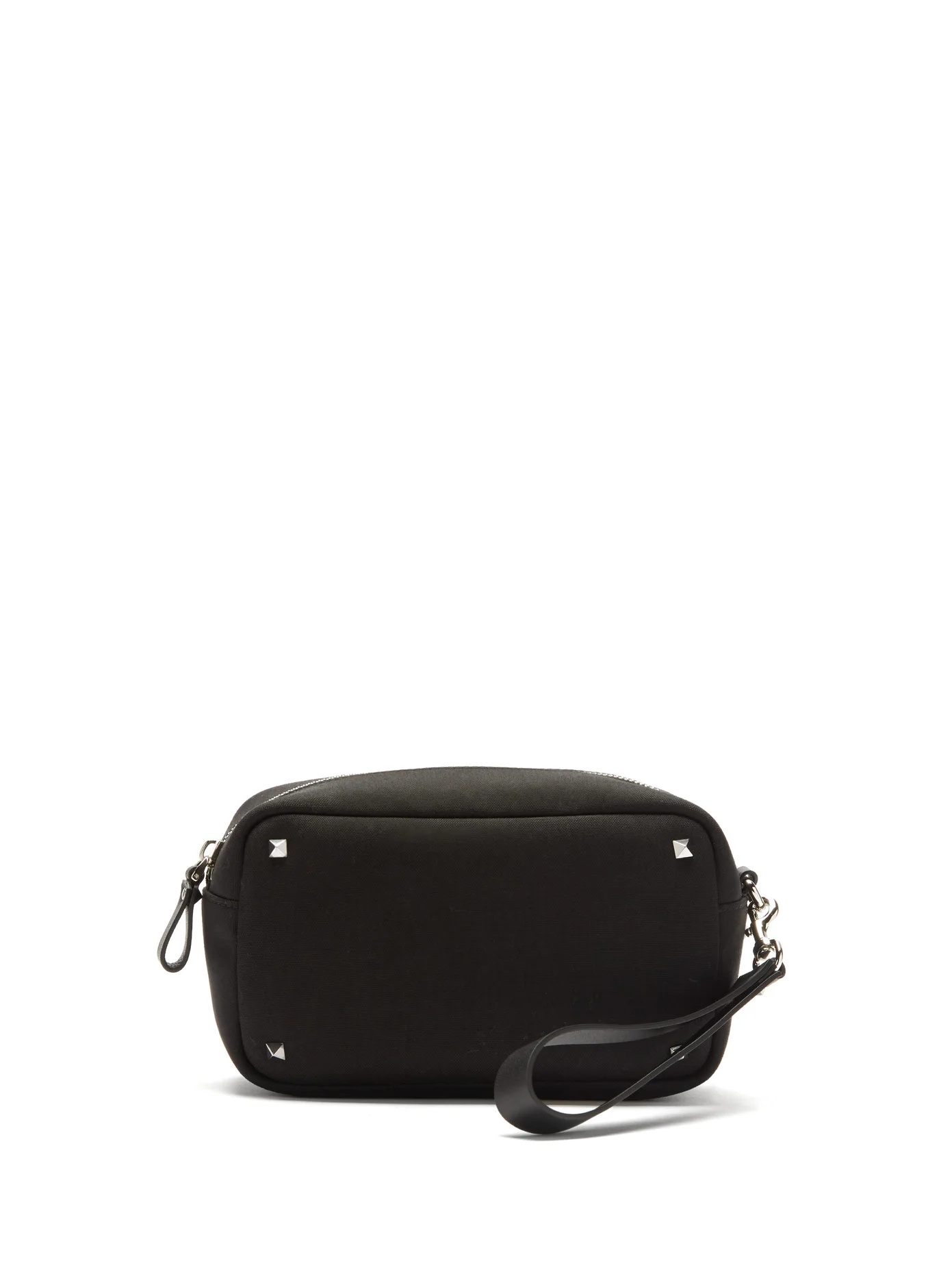 Rockstud leather-trimmed wash bag - 1