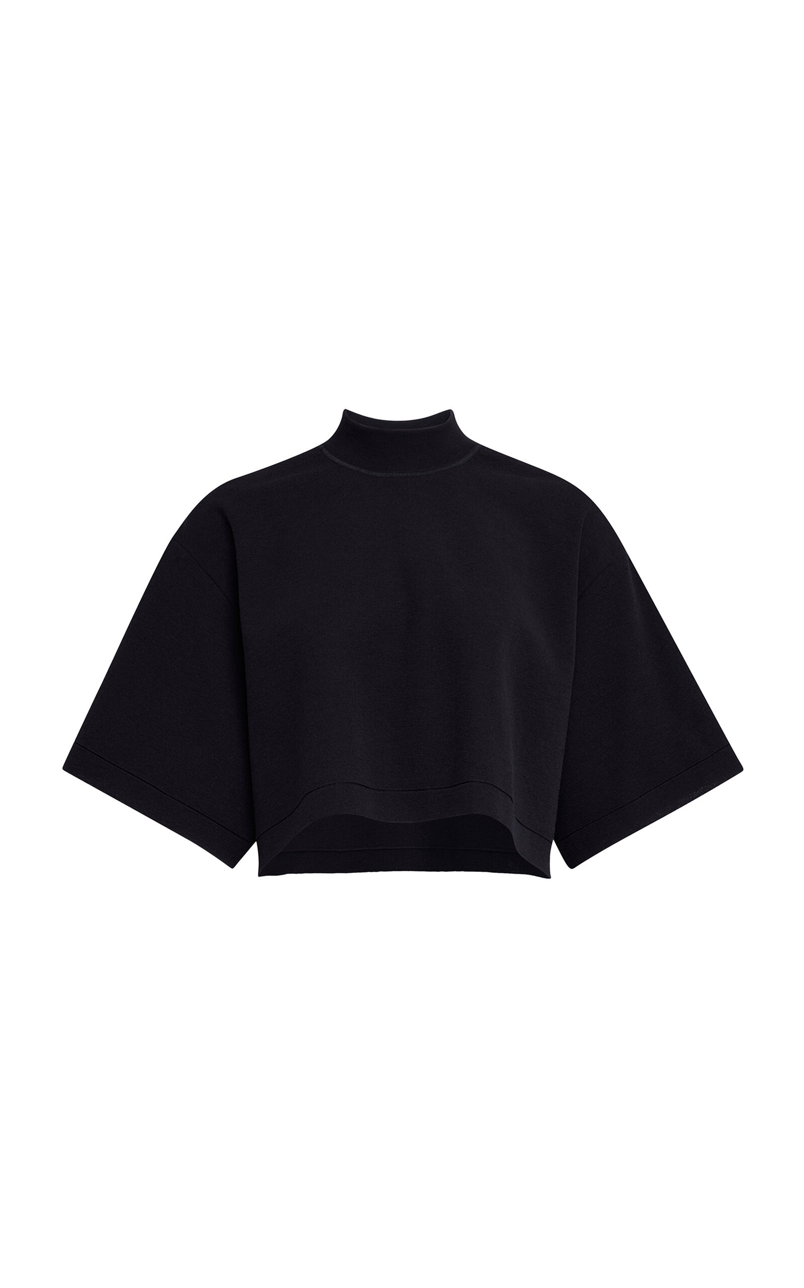 Oversized Cotton-Wool Crop Top black - 1