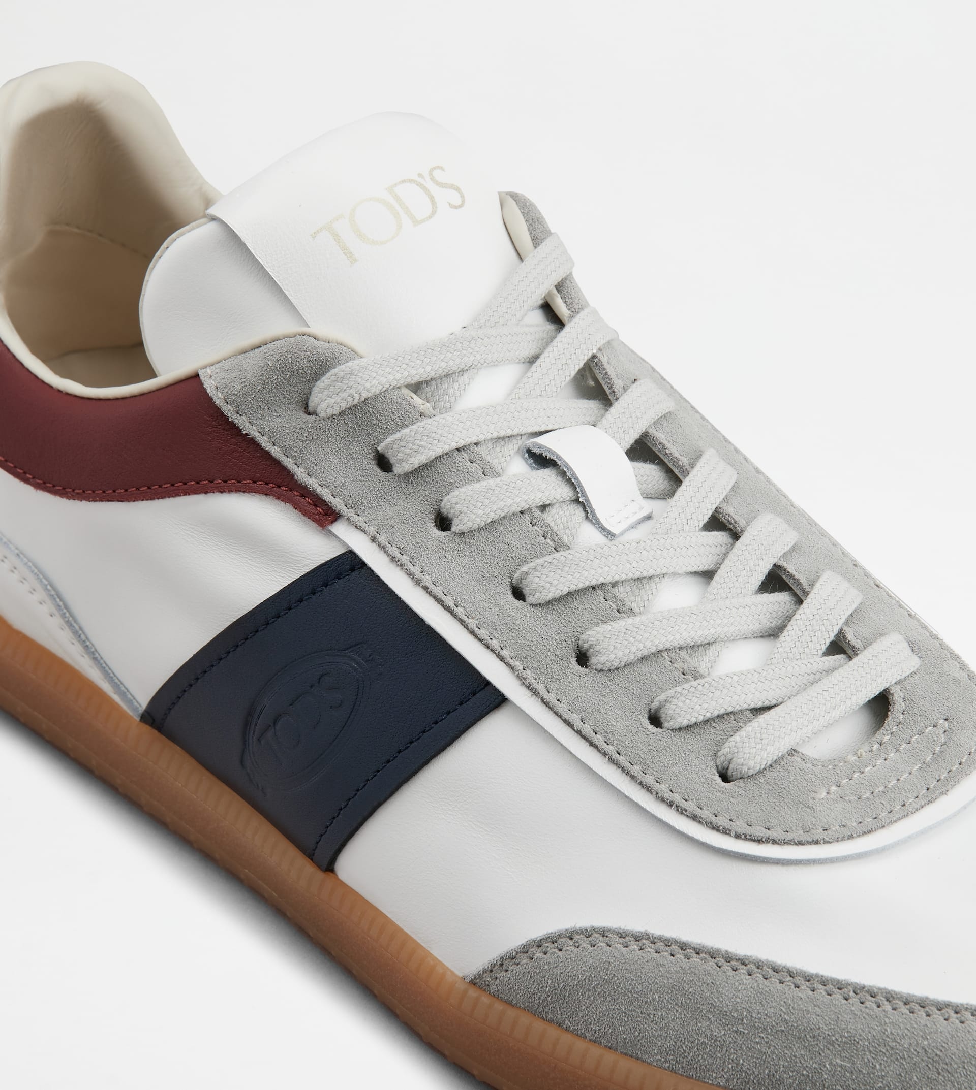 TOD'S TABS SNEAKERS IN SUEDE - WHITE, BLUE, BURGUNDY - 6