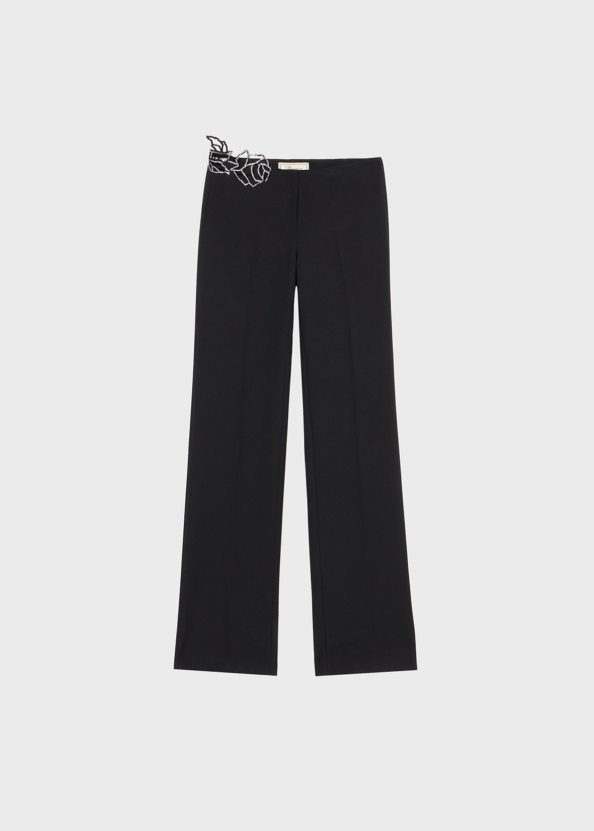 CADY PANTS WITH CUTWORK EMBROIDERY AND RHINESTONES - 1