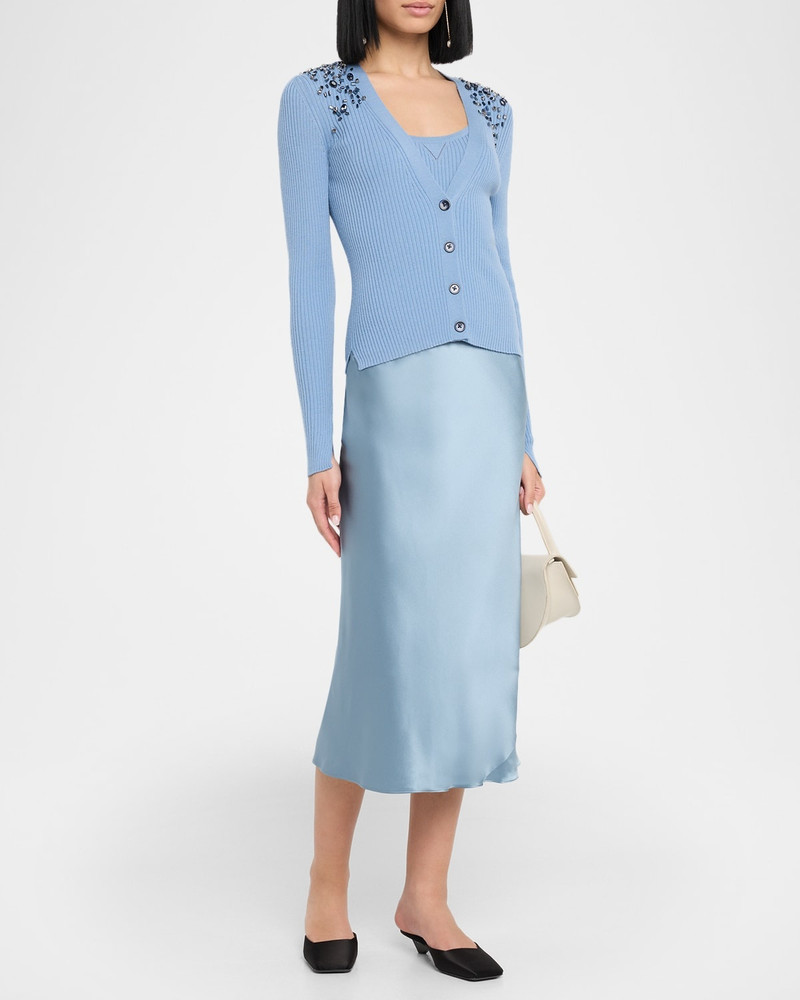 DOROTHEE SCHUMACHER Embellished Merino Beaded Rib Knit Cardigan outlook