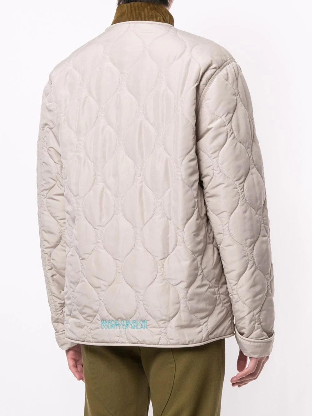 logo-embroidered quilted jacket - 4