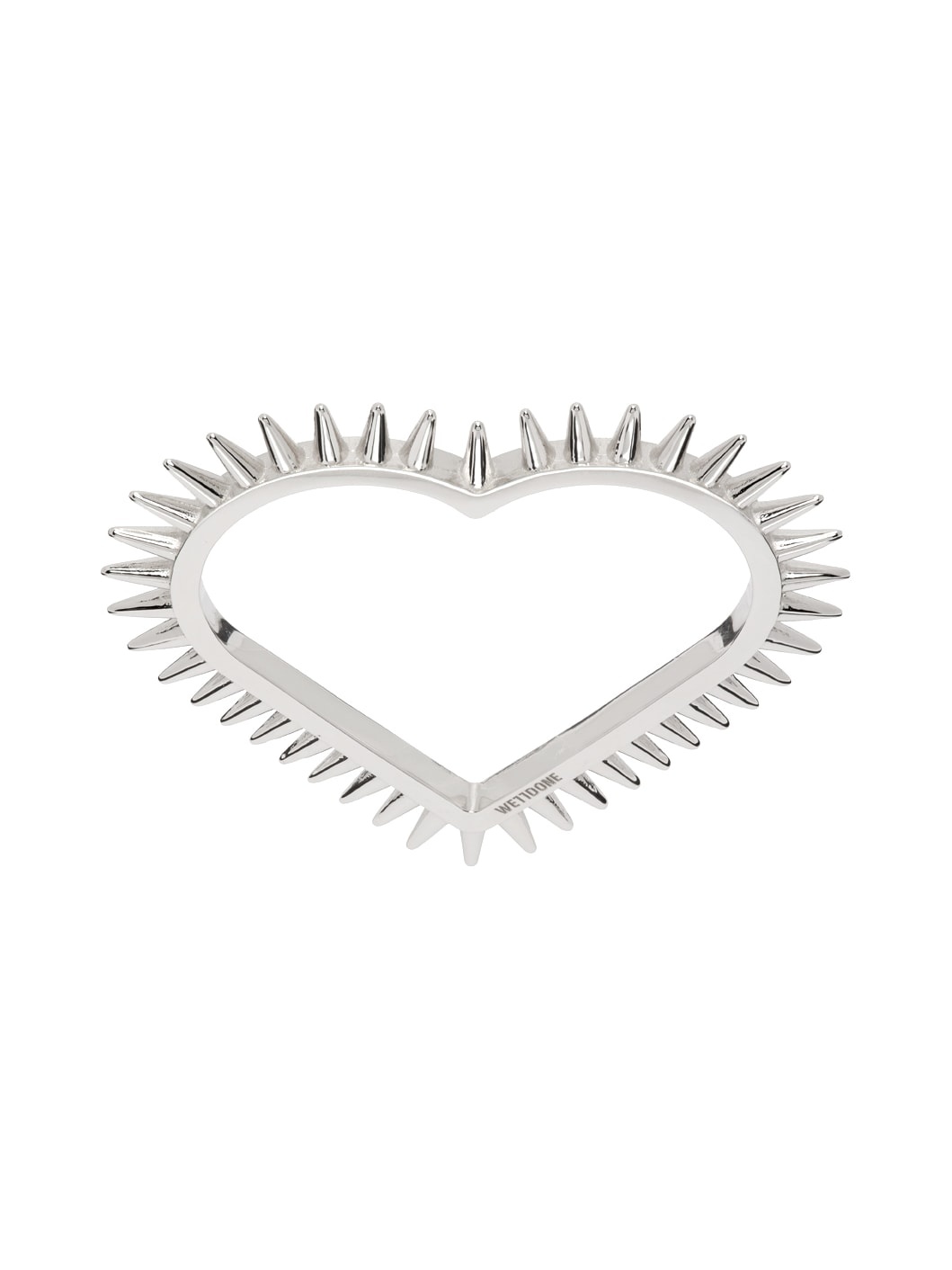 Silver Spike Heart Double Ring - 1