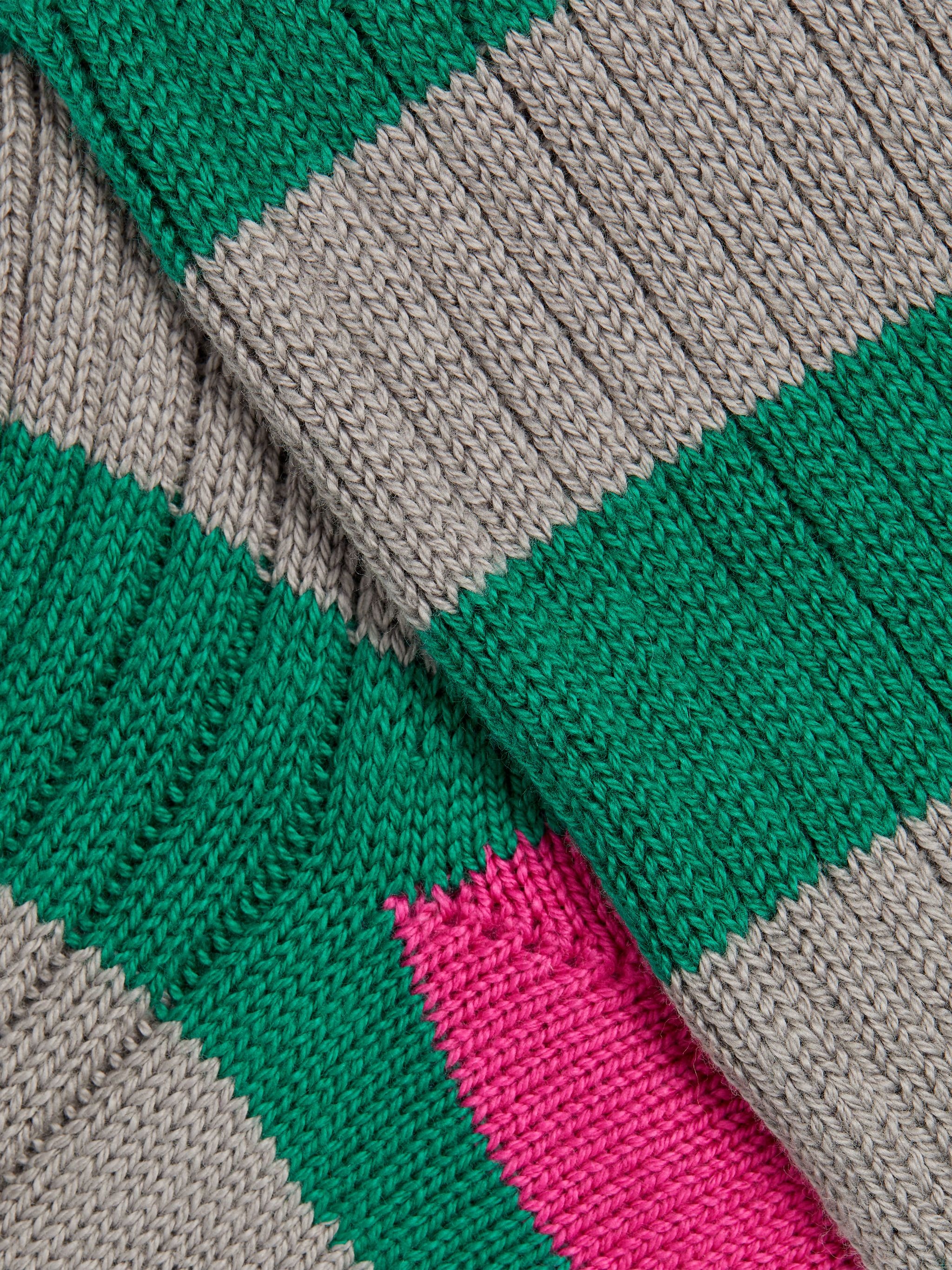GREEN, GREY AND FUSCHIA STRIPED COTTON SOCKS - 2