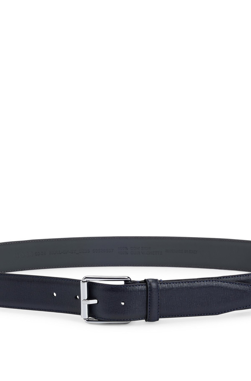 ITALIAN-LEATHER BELT WITH BRANDED ROLLER AND SILVER HARDWARE 4