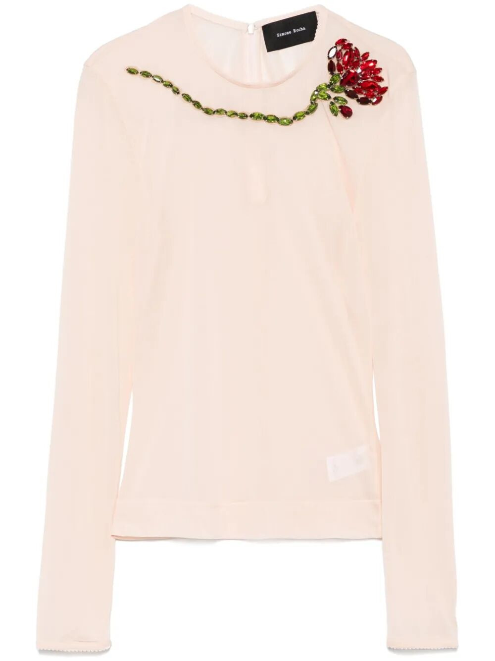 Simone Rocha Women Sheer Fitted Ballet Mesh Top With Embroidered - 4
