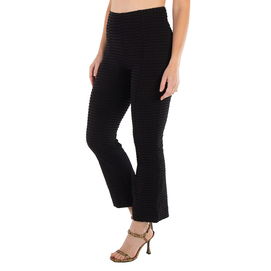 Ganni Seersucker Cropped Pants In Black - 2