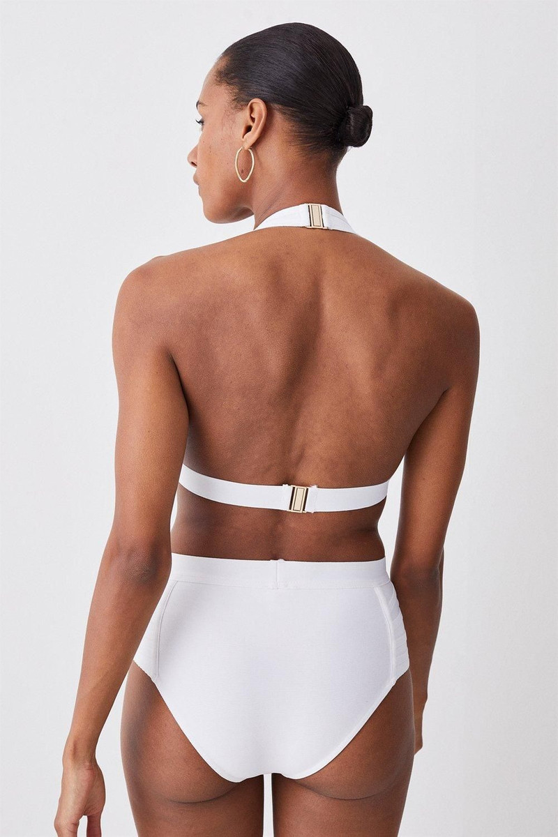 Bandage Sheer Stripe Halter Neck Top 5