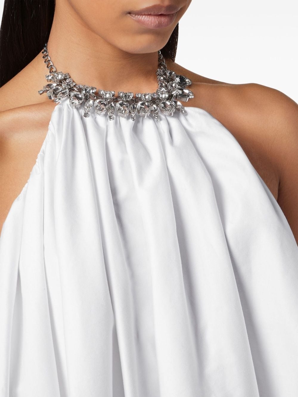 crystal-embellishment cotton mini dress - 4