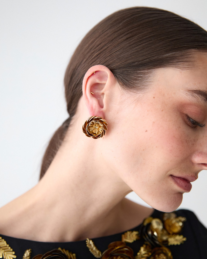 CAROLINA HERRERA Metal Flower Earrings outlook