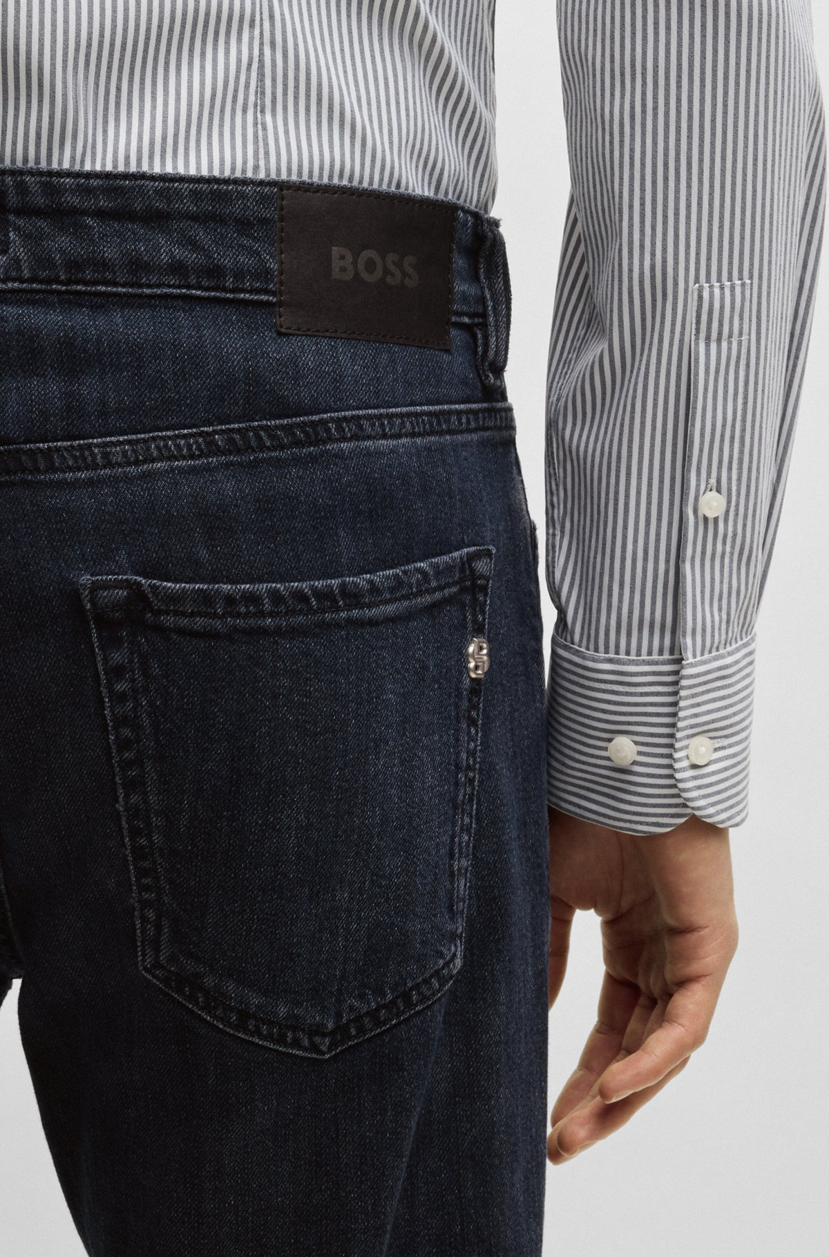 DELAWARE SLIM-FIT JEANS IN DARK-BLUE STRETCH DENIM - 5