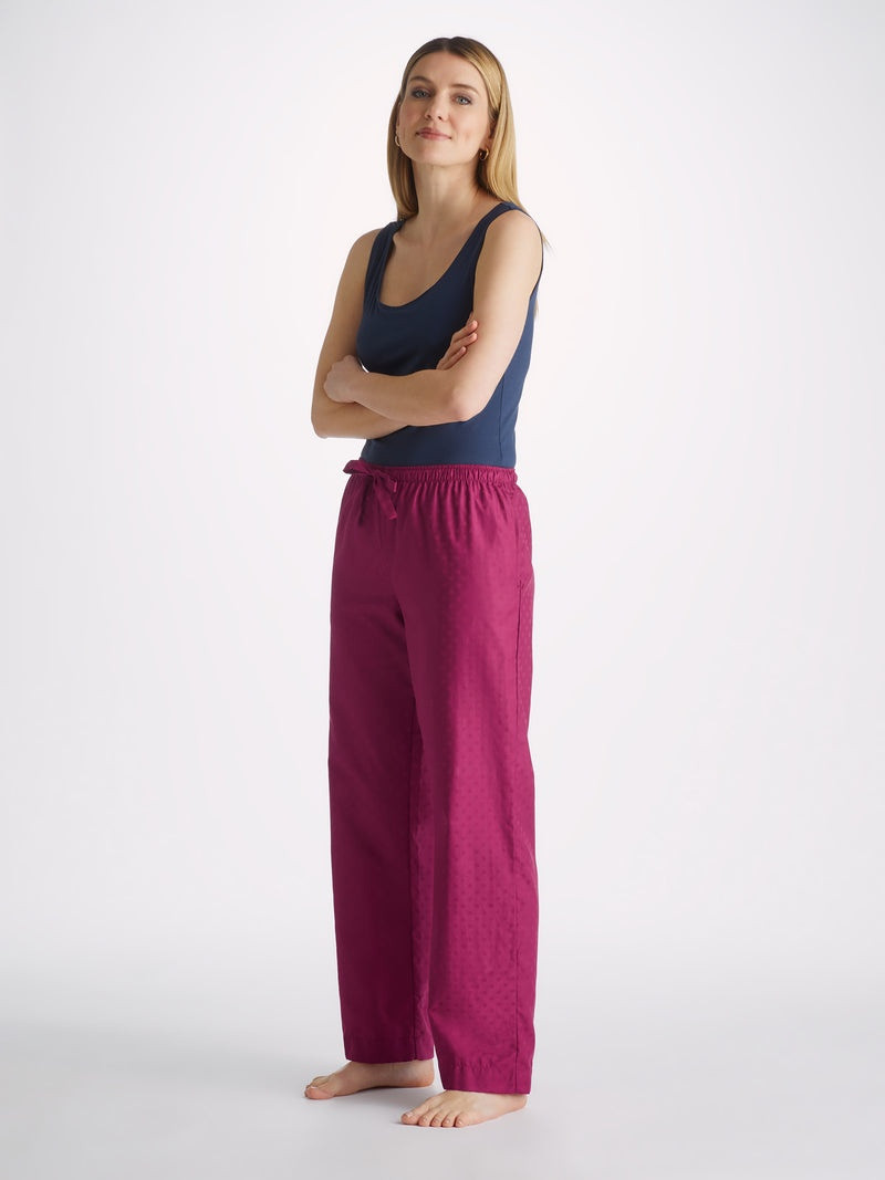 Derek Rose Women's Lounge Trousers Kate 7 Cotton Jacquard Berry outlook