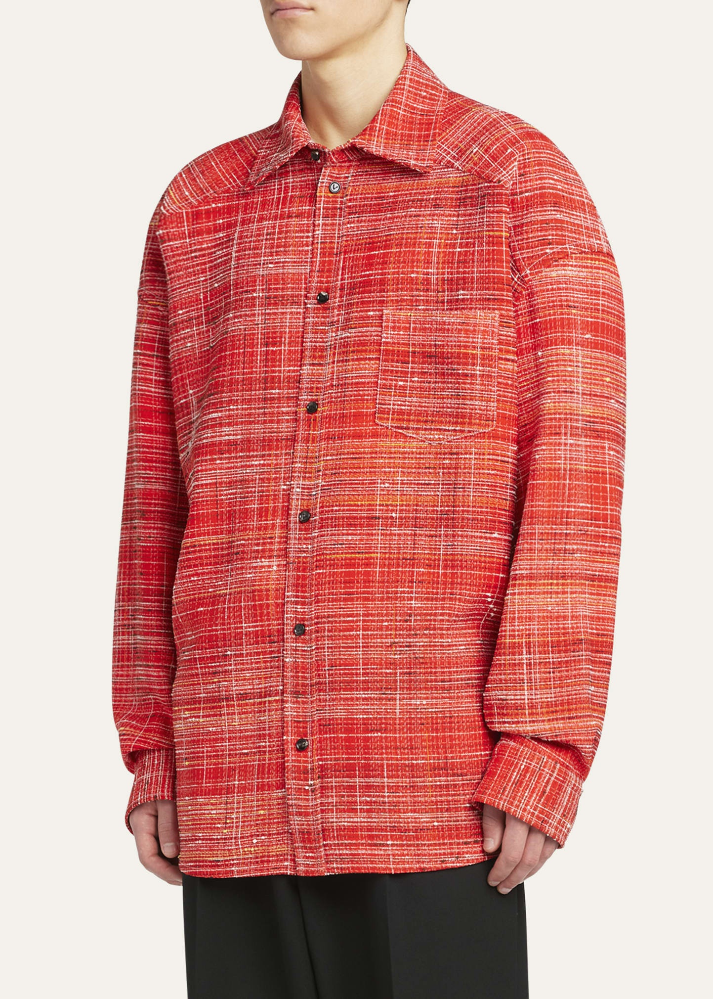 Men's Red Multi-Knotted Viscose Overshirt - 4