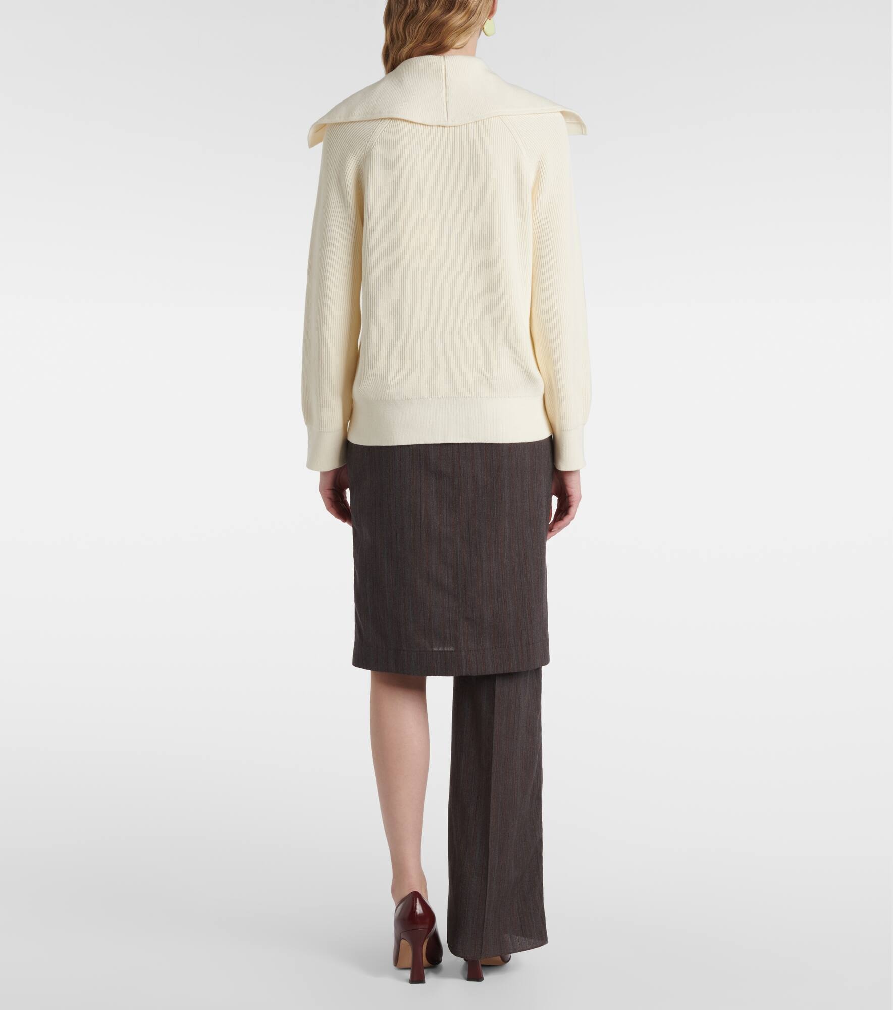 Knot ribbed-knit cotton cardigan - 3