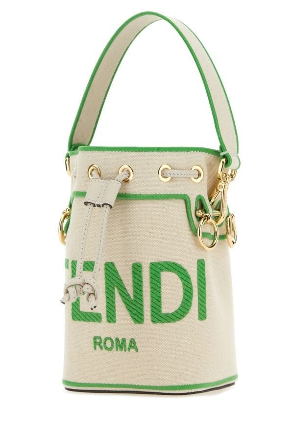 Fendi Woman Sand Canvas Mini Mon Tresor Bucket Bag - 2