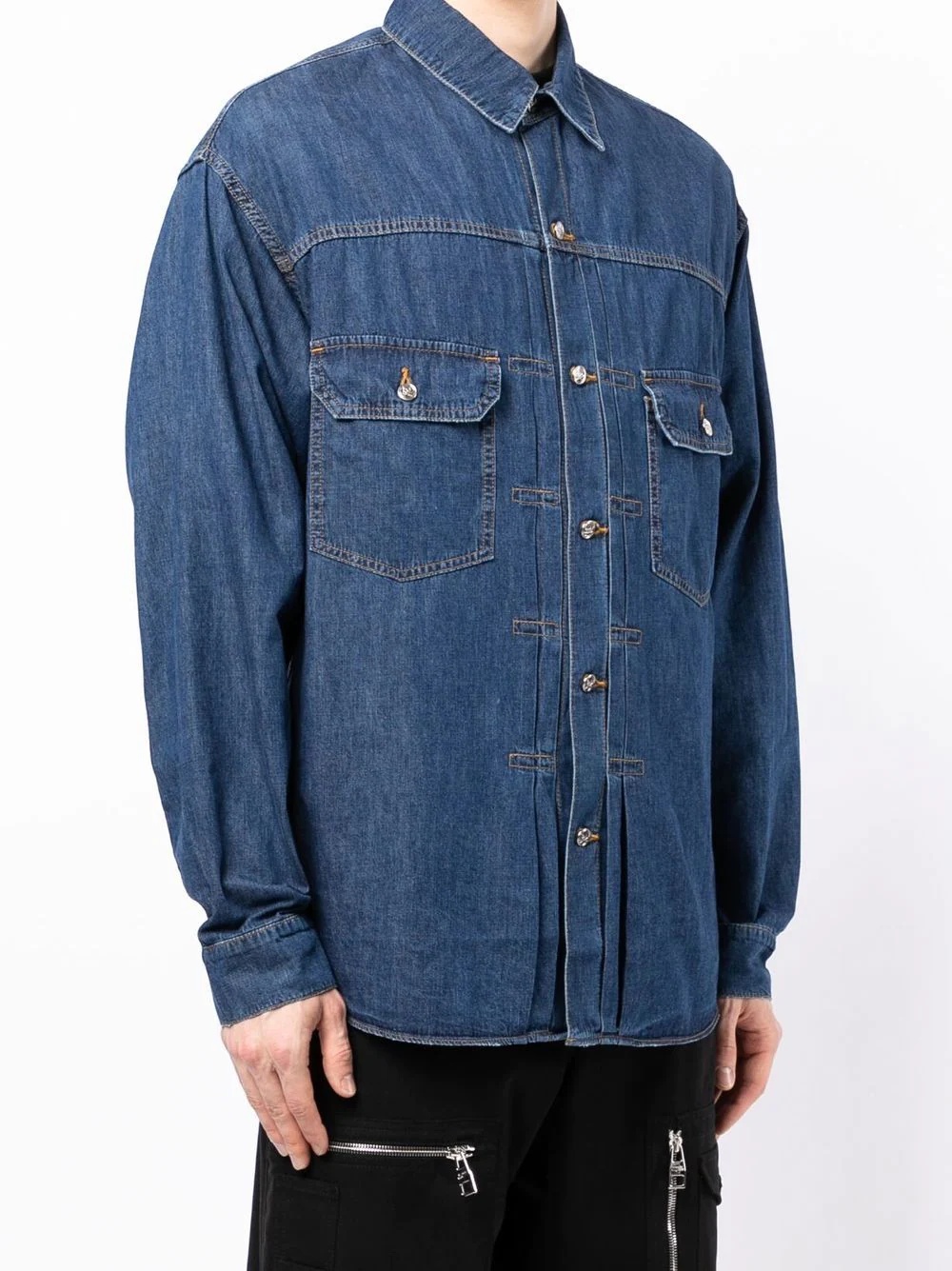 logo-print denim shirt - 2