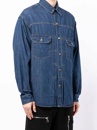 mastermind JAPAN logo-print denim shirt outlook