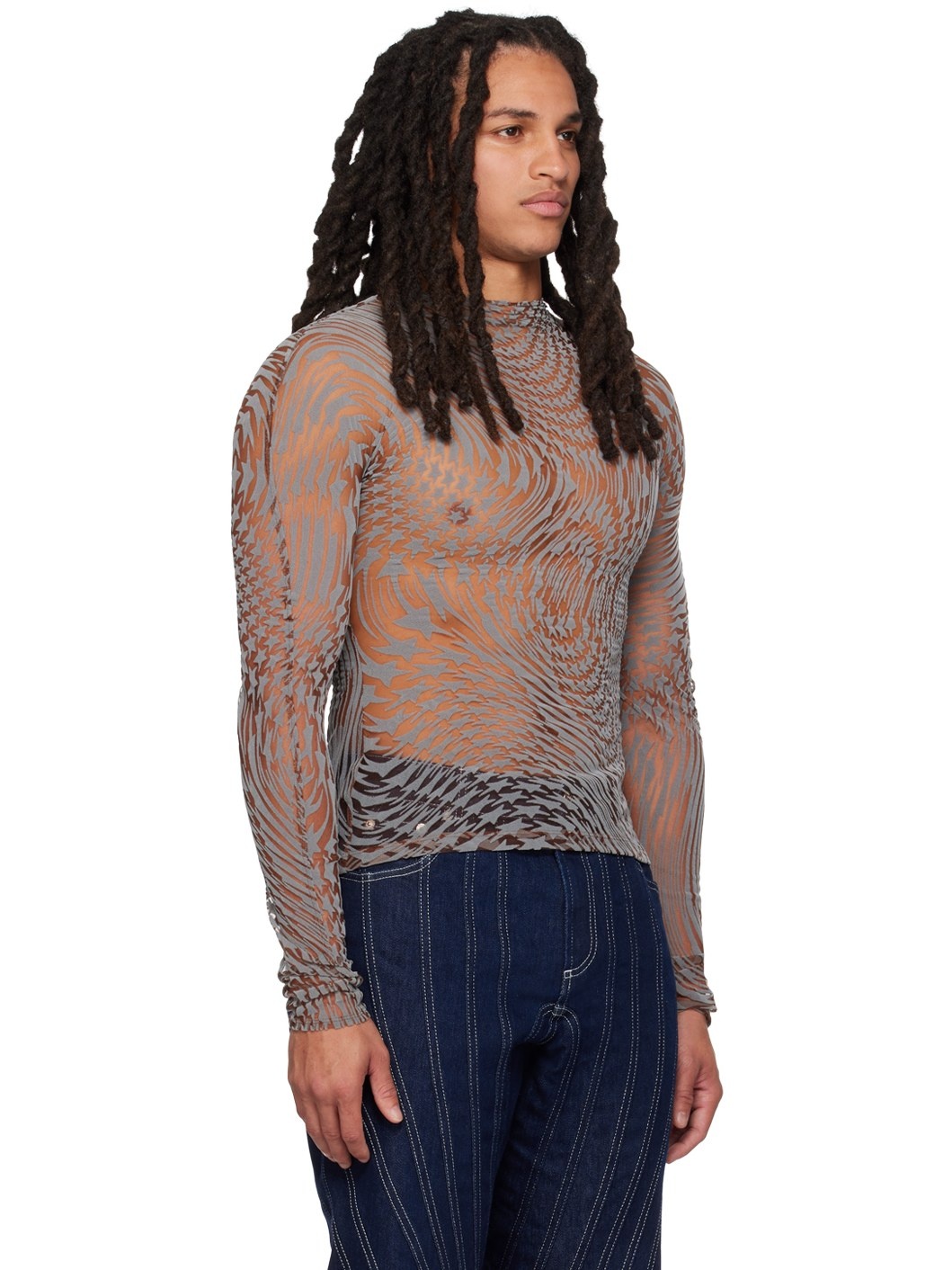 Tan & Gray Star Turtleneck - 4