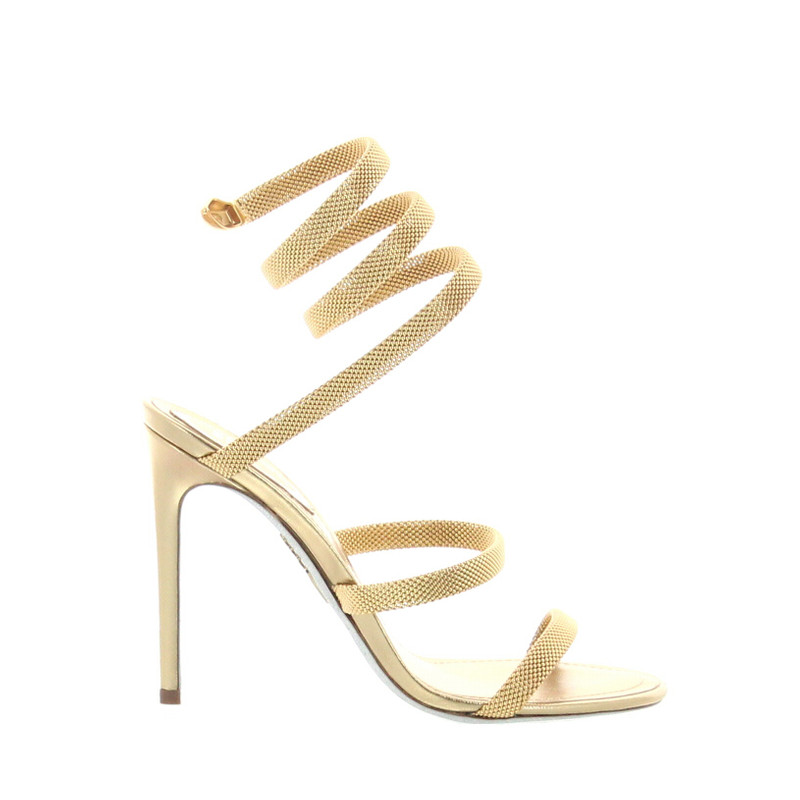 Rene Caovilla – Cleo Sandal 105 Metal Snake – Gold - 1