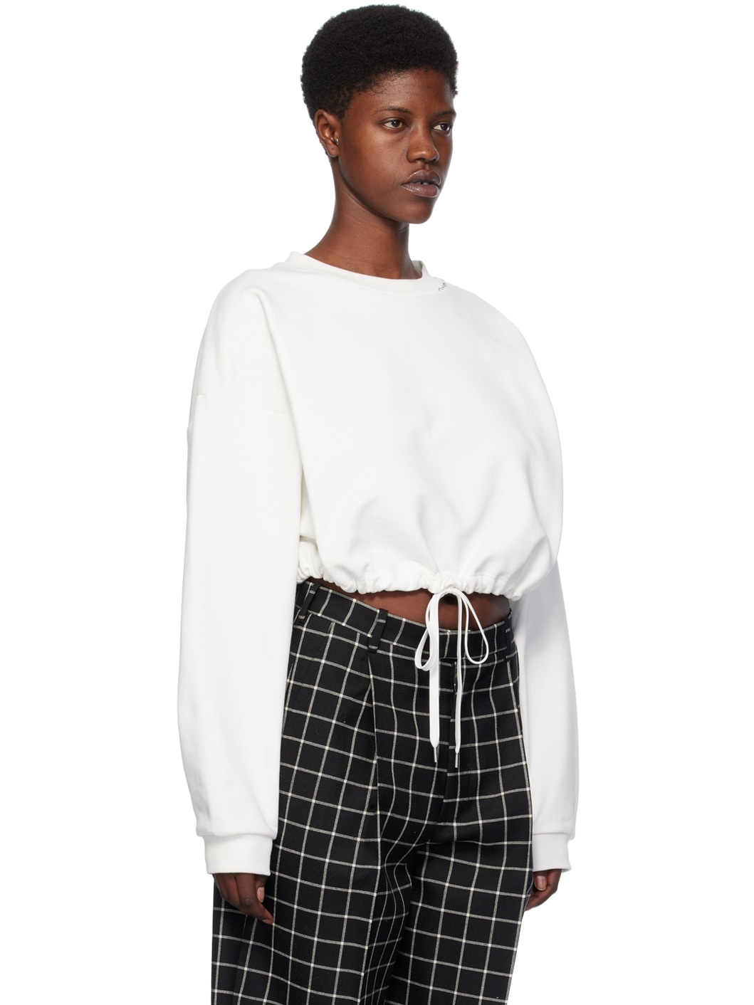 White Drawstring Sweatshirt - 2