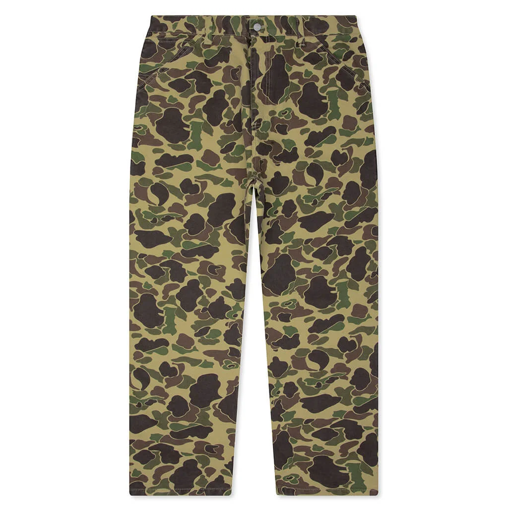 DUCK SINGLE KNEE PANT - CAMO DUCK GREEN STONE WASHED - 1
