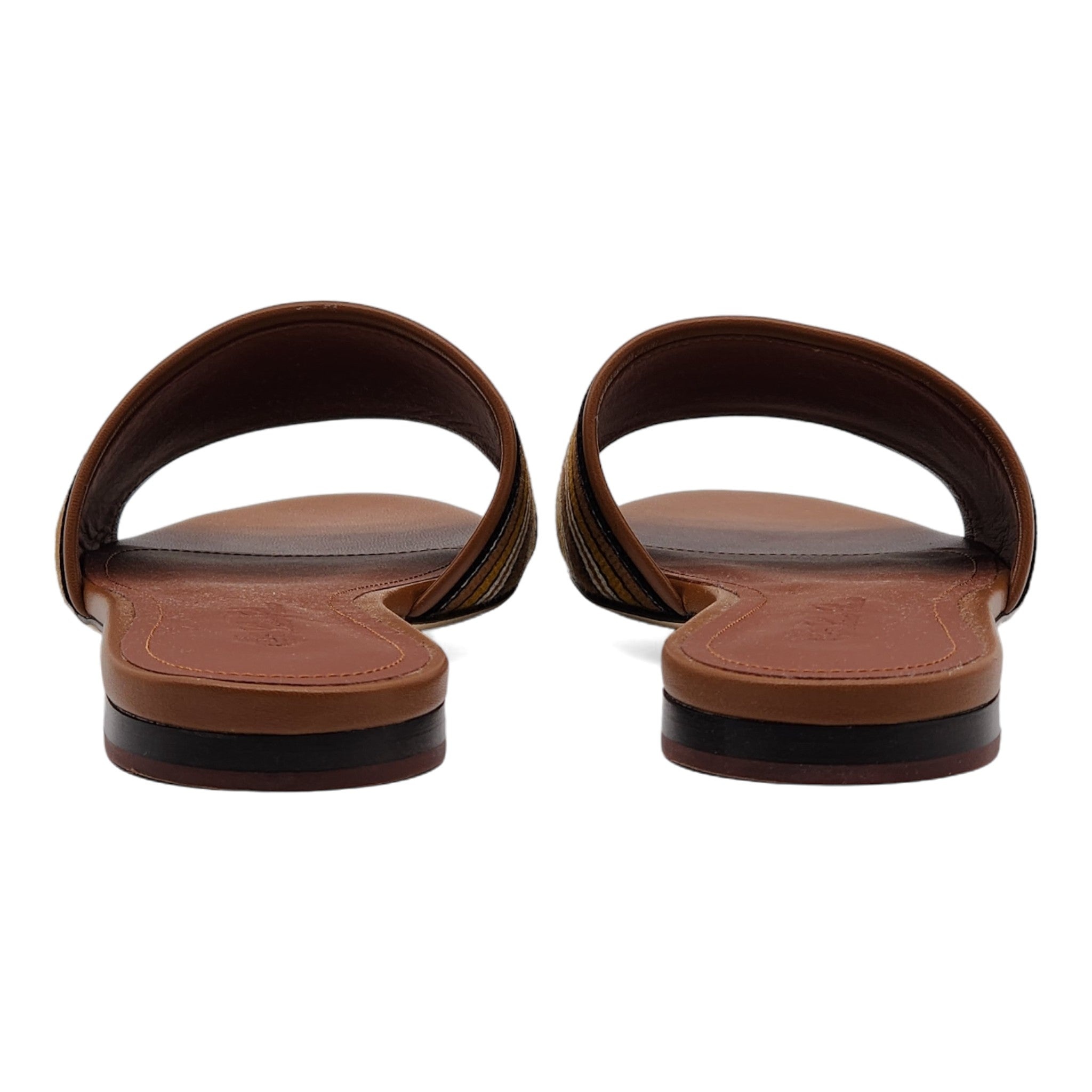 Loro Piana The Suitcase Stripe Flat Sandals in Brown - 5