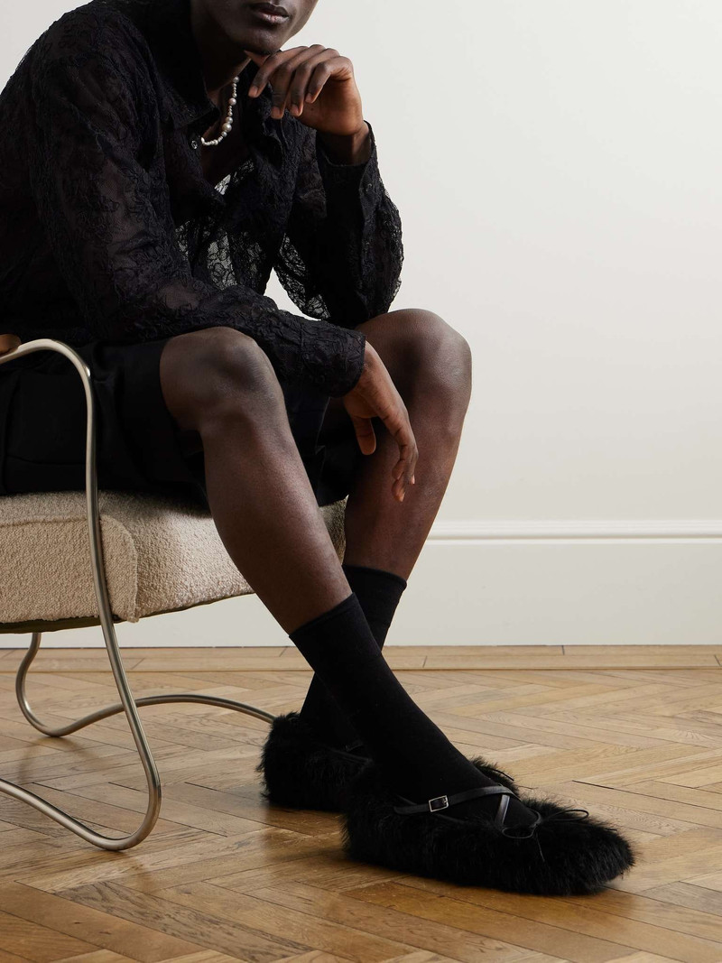 Simone Rocha Leather-Trimmed Faux Fur Loafers outlook