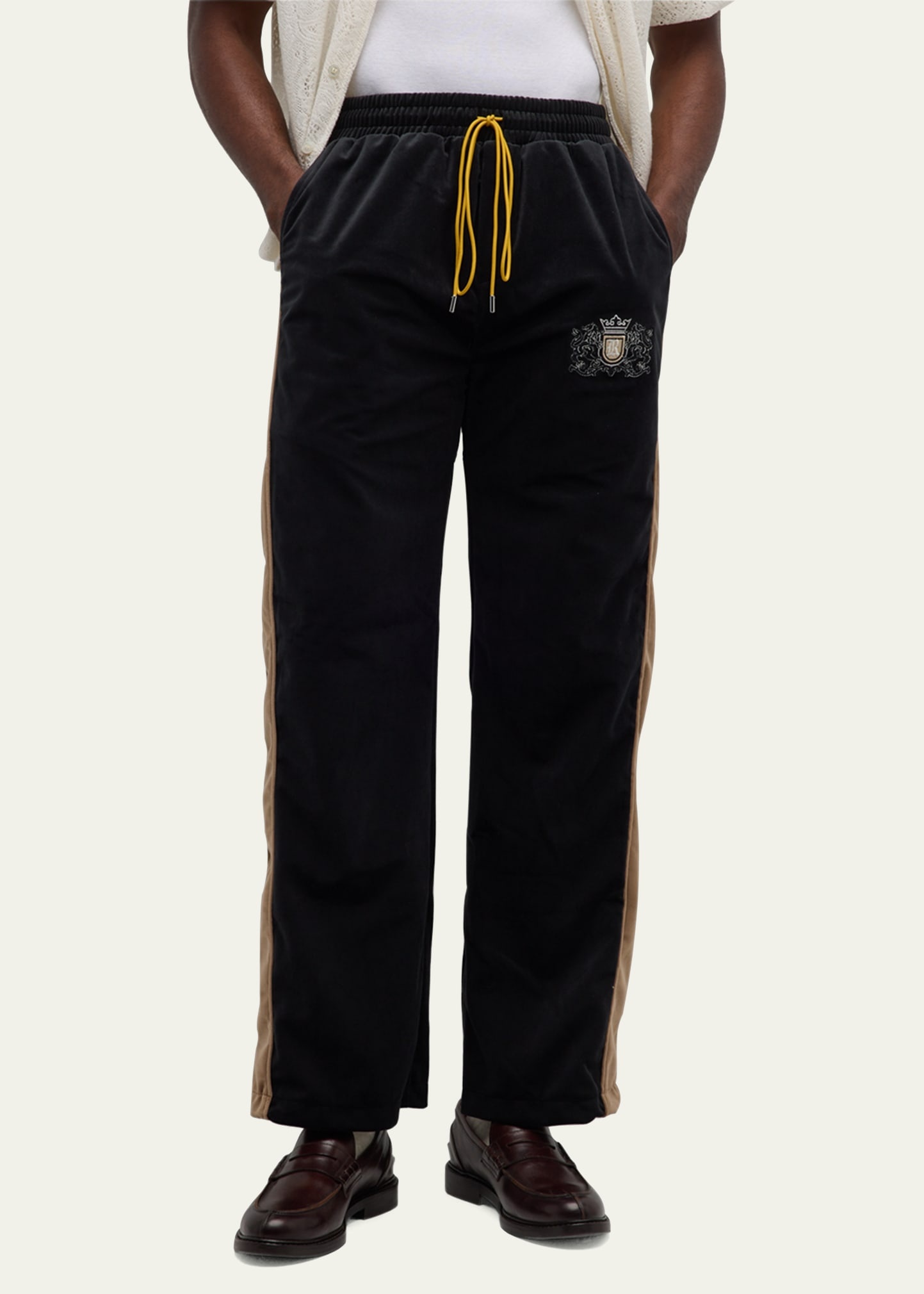 Men's Velvet Crest Side-Stripe Track Pants - 4