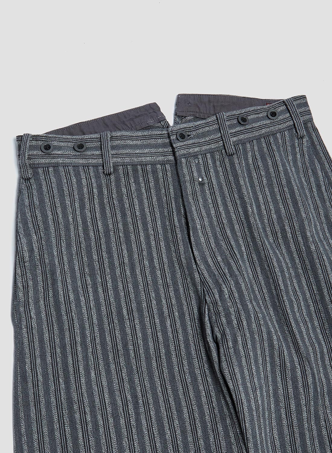 Adjustable Costume Original Cotton Stripe French Trousers Charcoal - 2