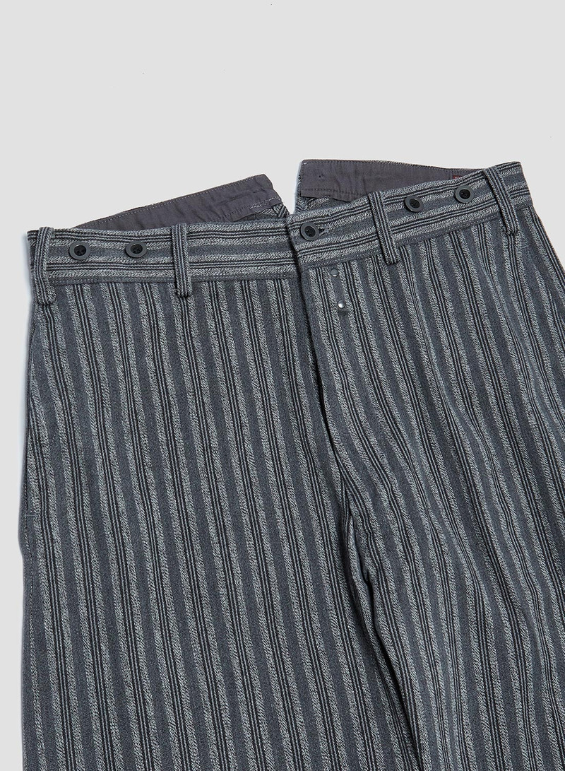 Nigel Cabourn Adjustable Costume Original Cotton Stripe French Trousers Charcoal outlook