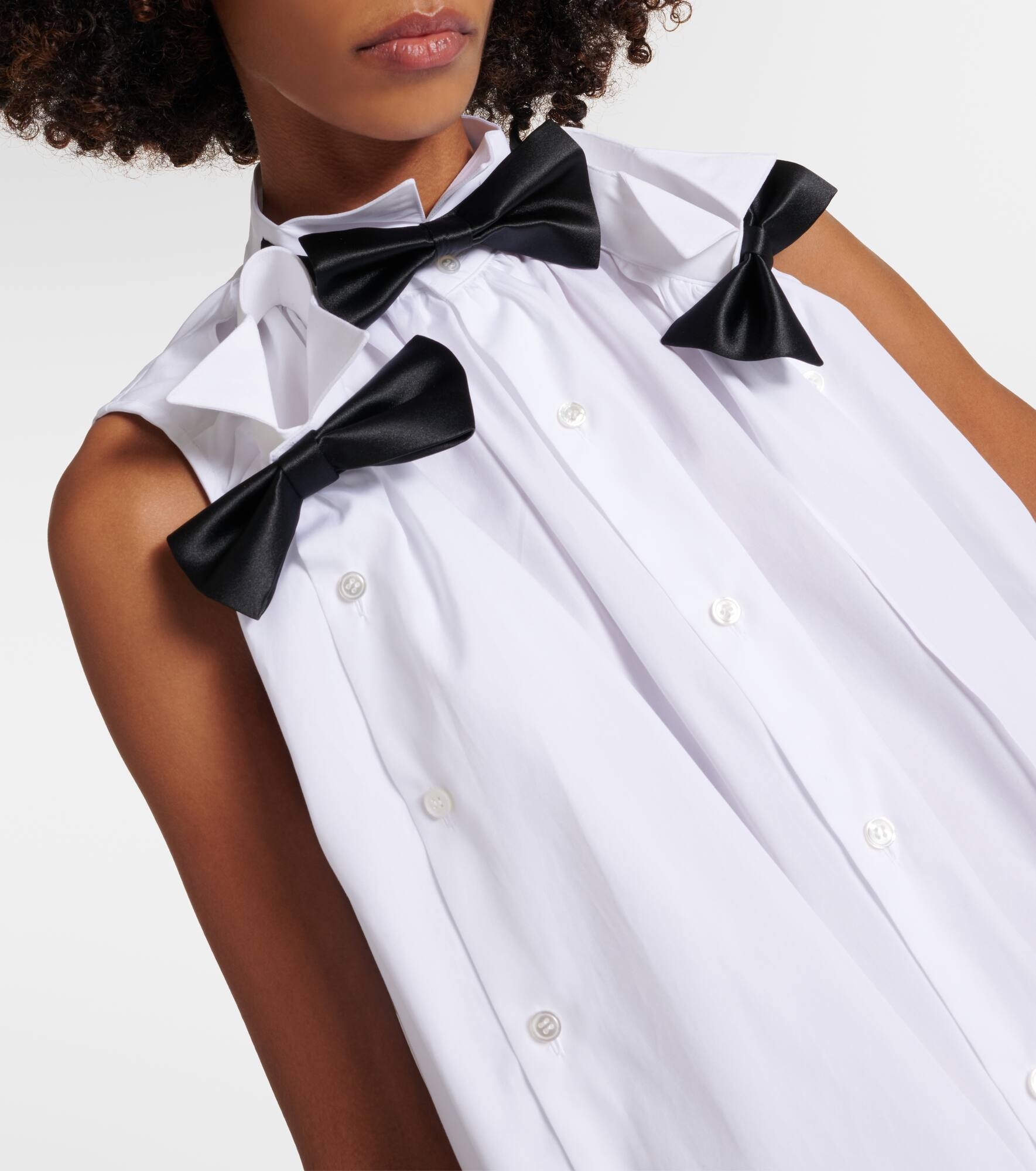 Bow-detail cotton poplin midi dress - 4