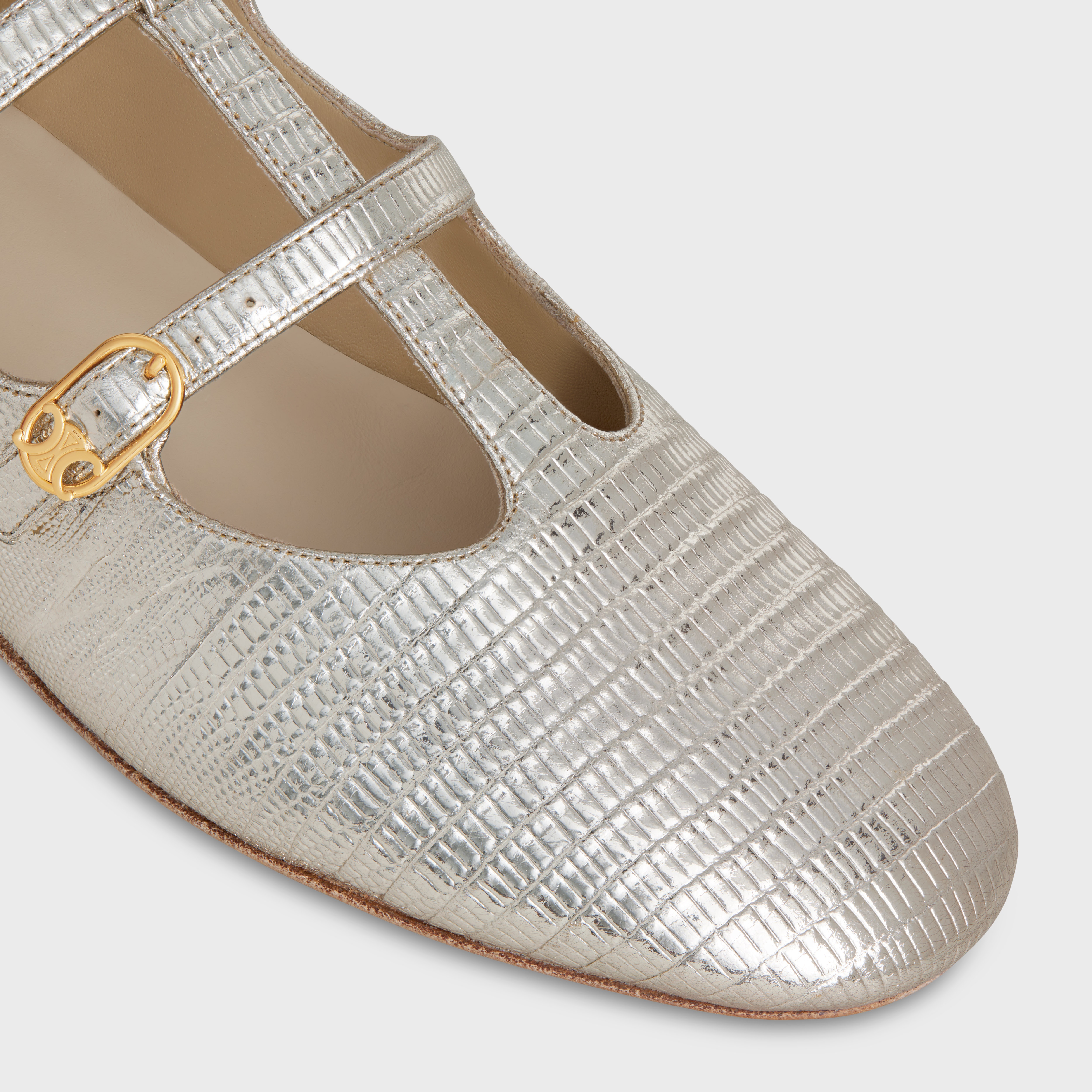 DOUBLE STRAP MARY JANE BALLERINA LES BALLERINES CELINE in Lizard stamped metalized calfskin - 4