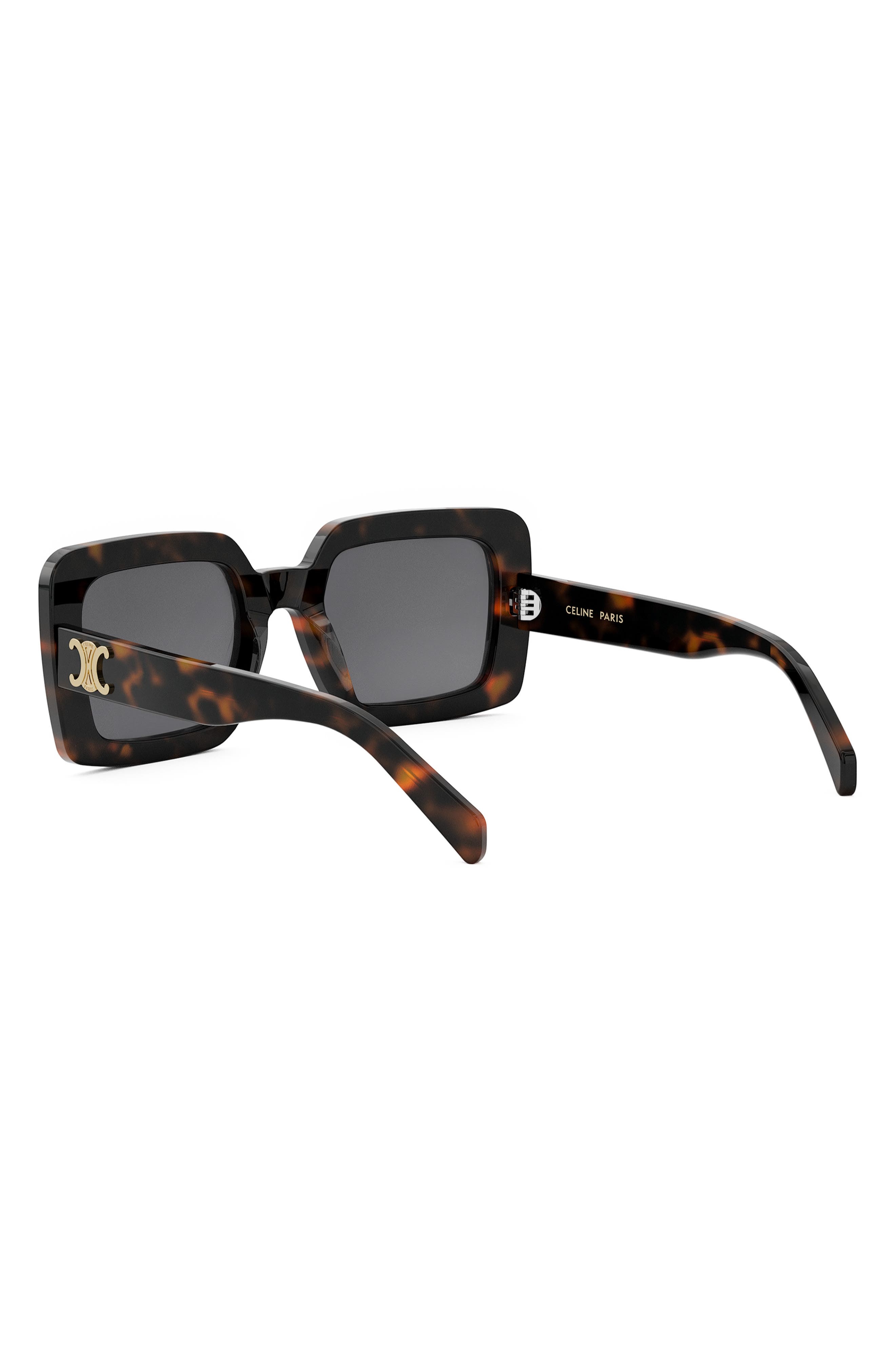 CELINE Triomphe 56mm Square Sunglasses in Dark Havana /Smoke at Nordstrom - 4