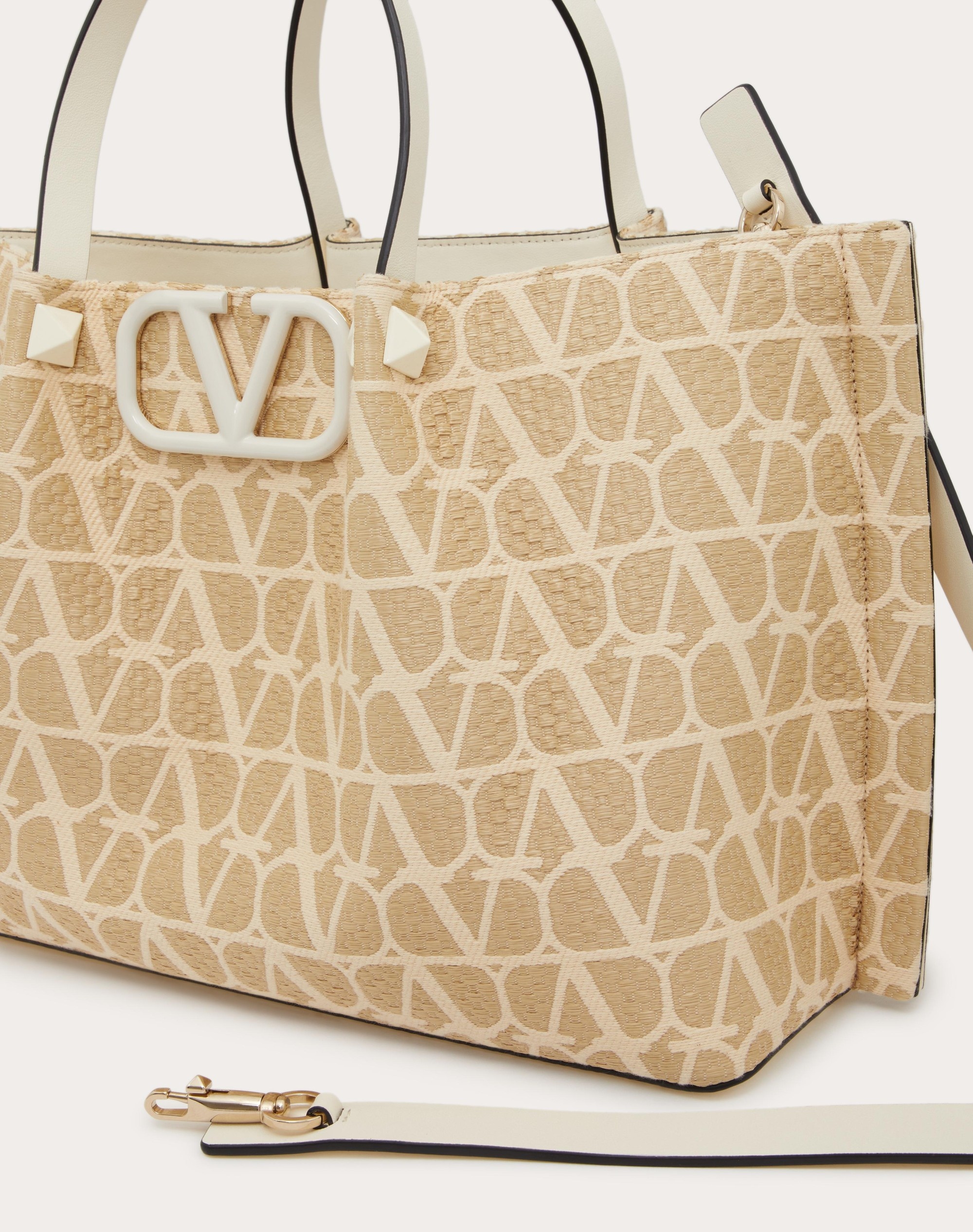 MEDIUM TOILE ICONOGRAPHE RAFFIA SHOPPING BAG - 8