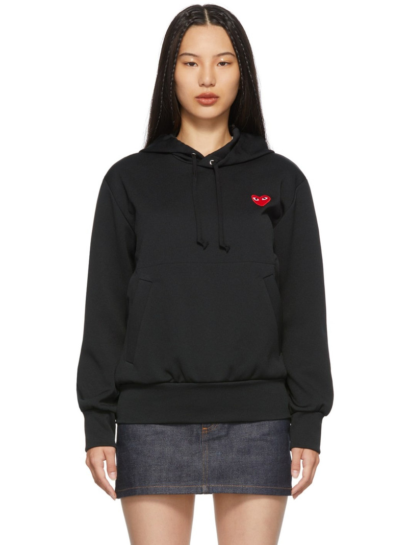 Black Wide-Fit Heart Patch Hoodie 1