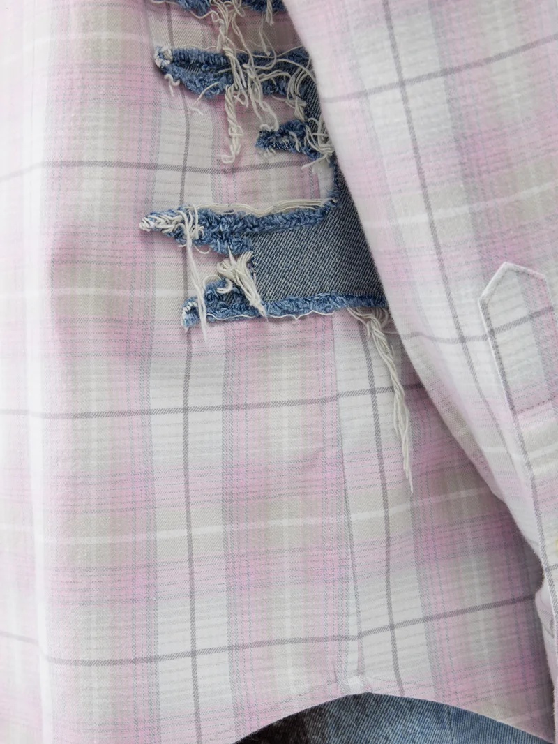 y/project ピンク&グレー whiskerシャツ 【公式通販】