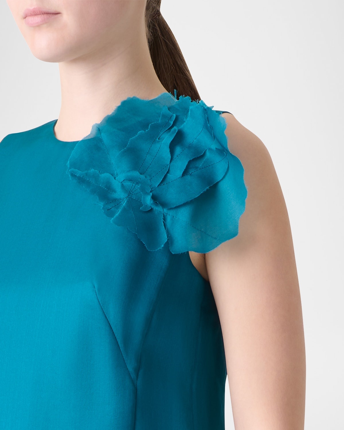 3D Anemone Corsage Silk Organza Dress - 5
