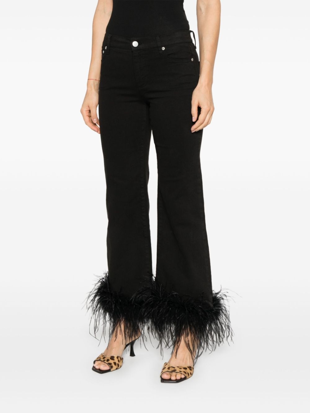 feather-trim jeans - 3