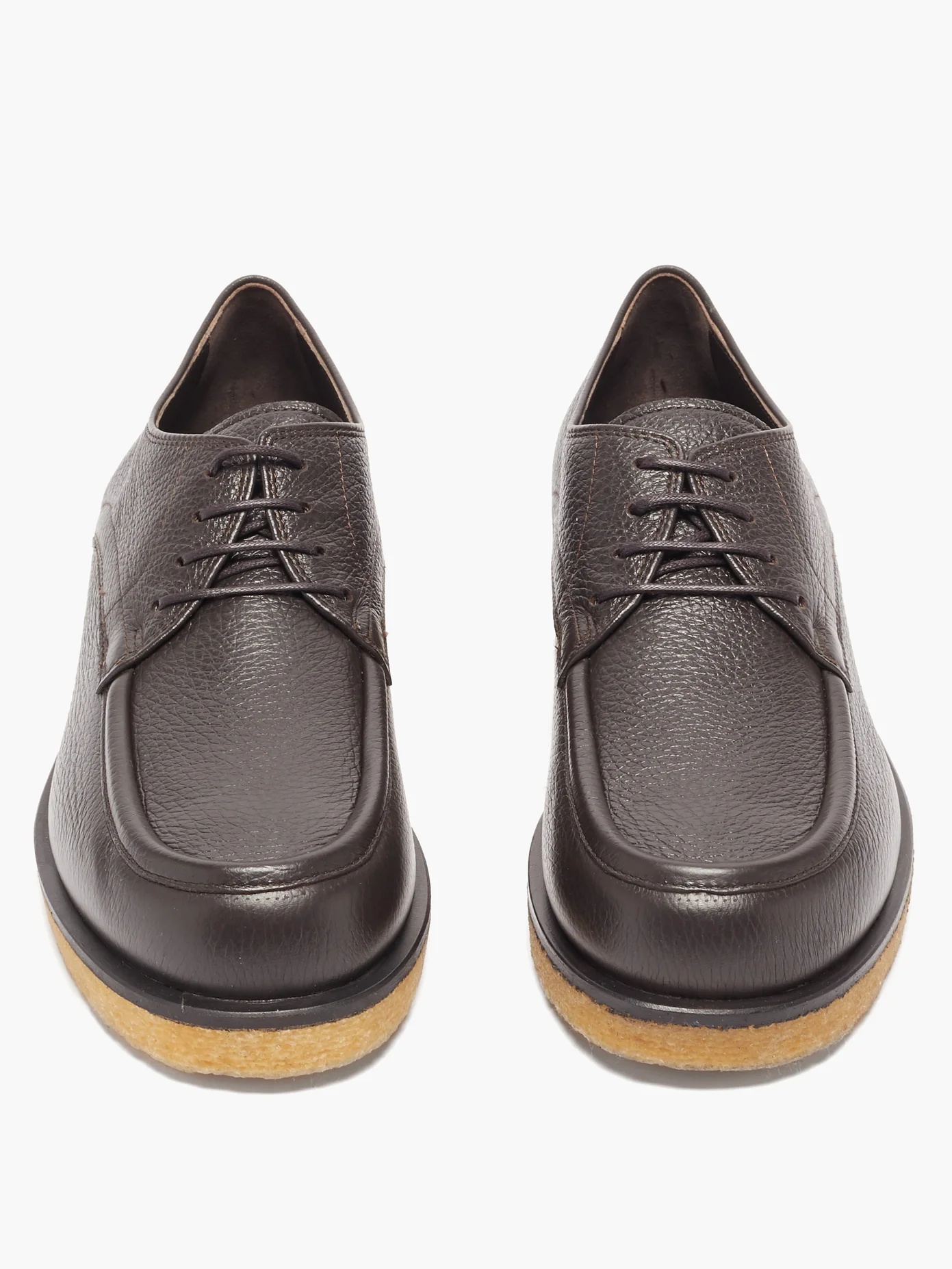 Honore grained-leather derby shoes - 5