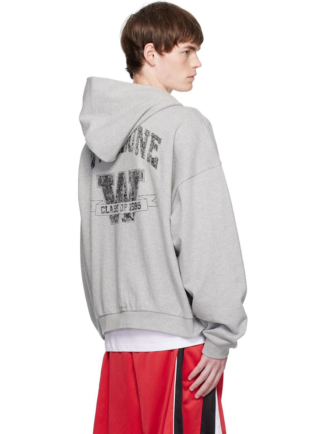 Gray College Zip-Up Hoodie - 3