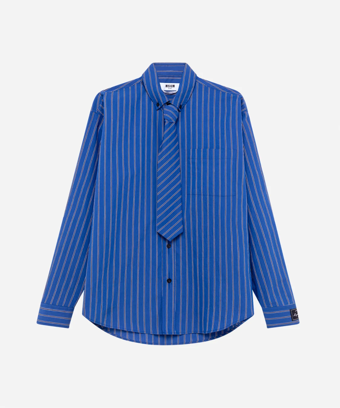 Striped poplin shirt with tie - 1