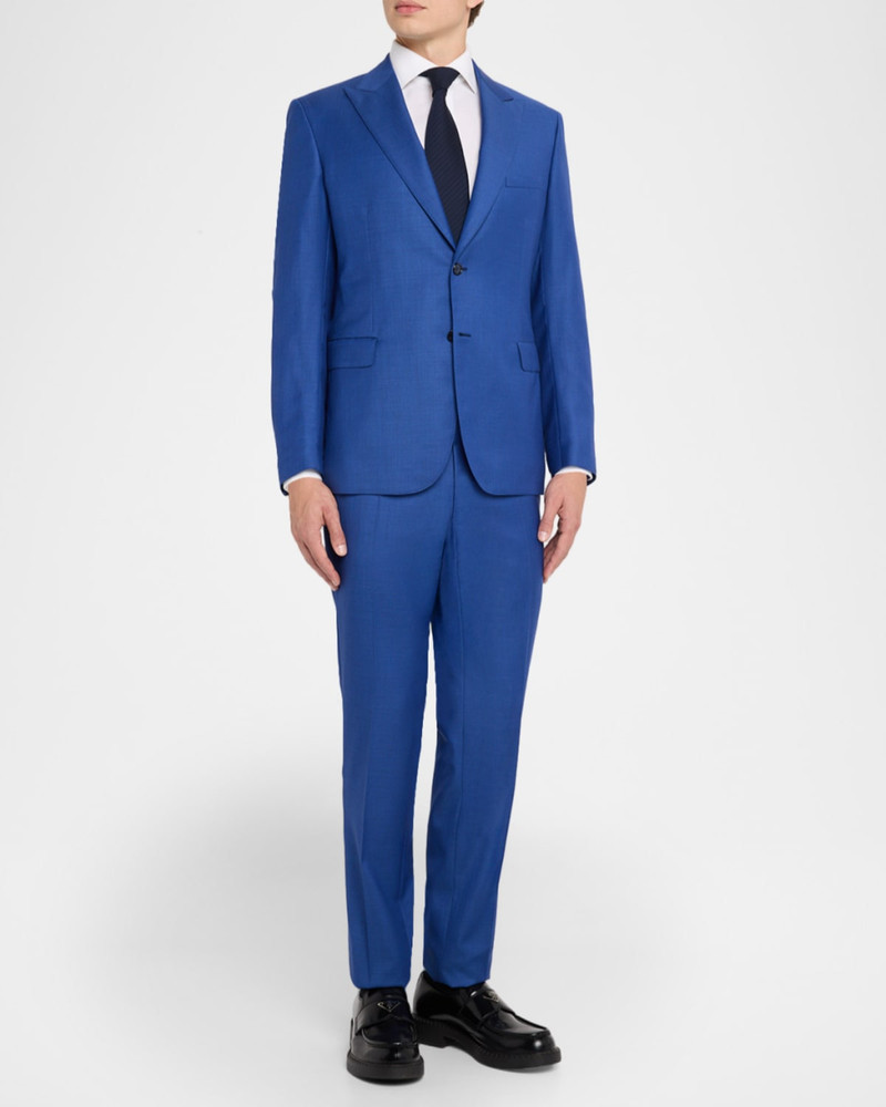 Brioni Men's Sharkskin Wool Peak-Lapel Suit outlook
