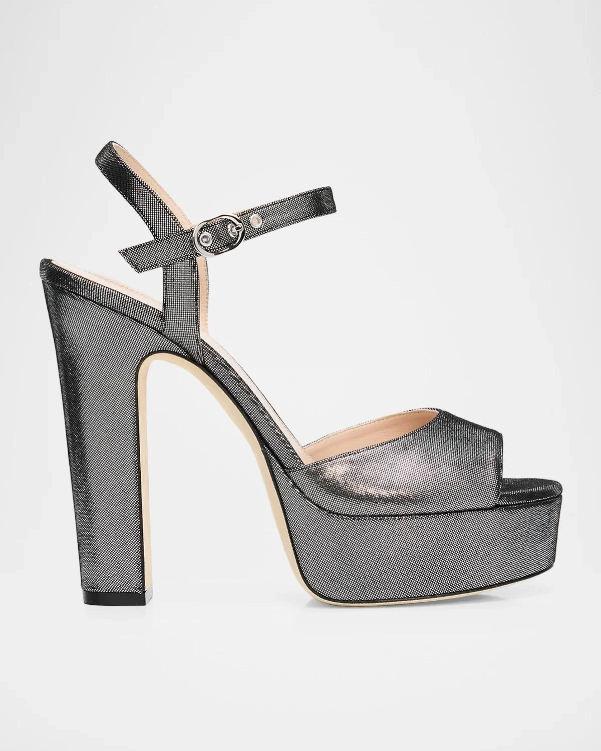 125mm Reade Leather Noir Platform Sandals - 1