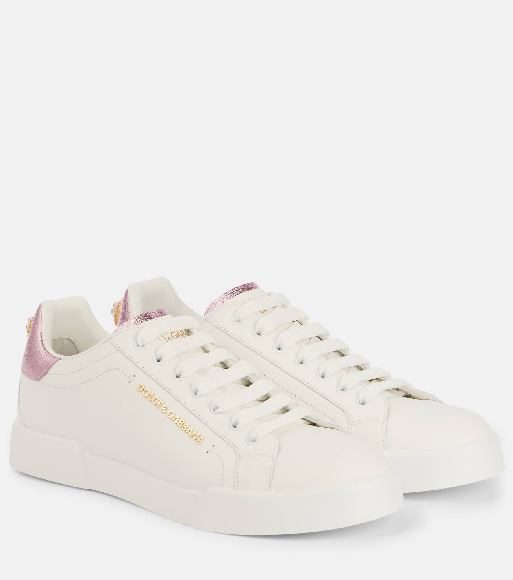 Portofino embellished leather sneakers - 1